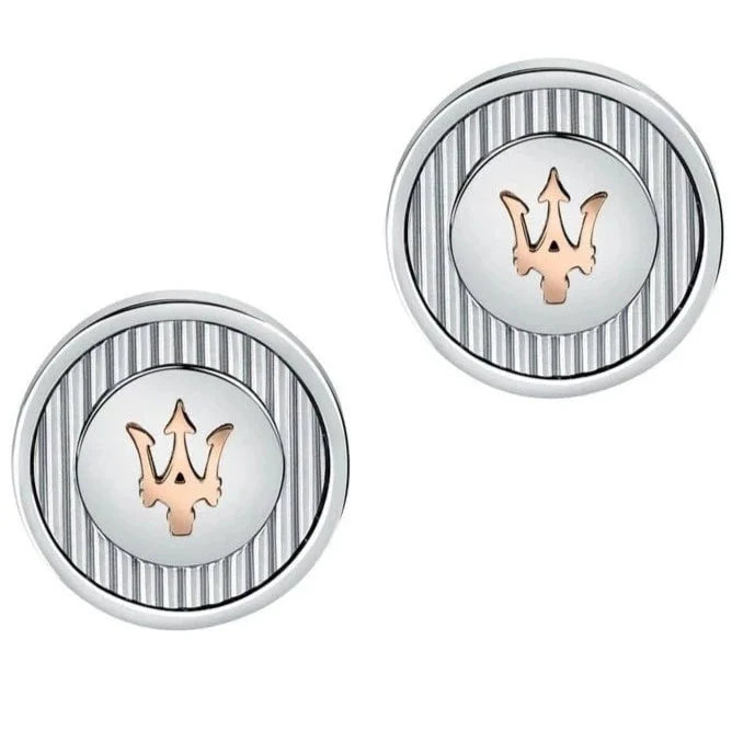 Maserati Leggenda Cufflinks Silver & Rose Gold Trident