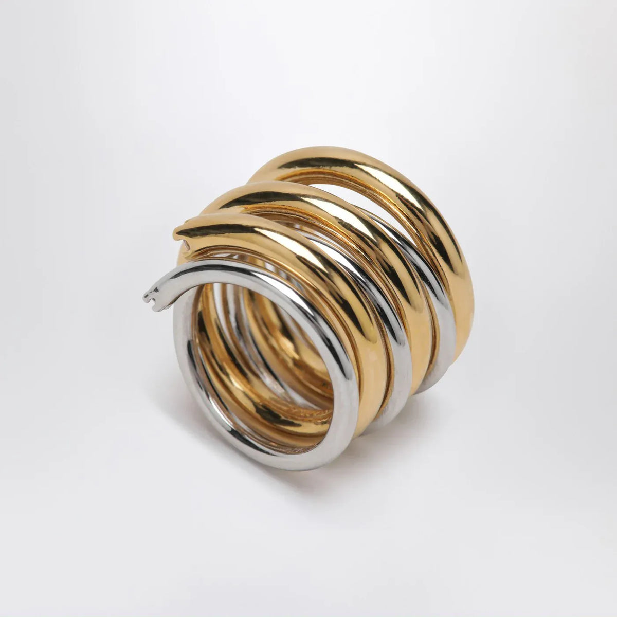 PANCONESI - Spiral ring in gold and silver tone