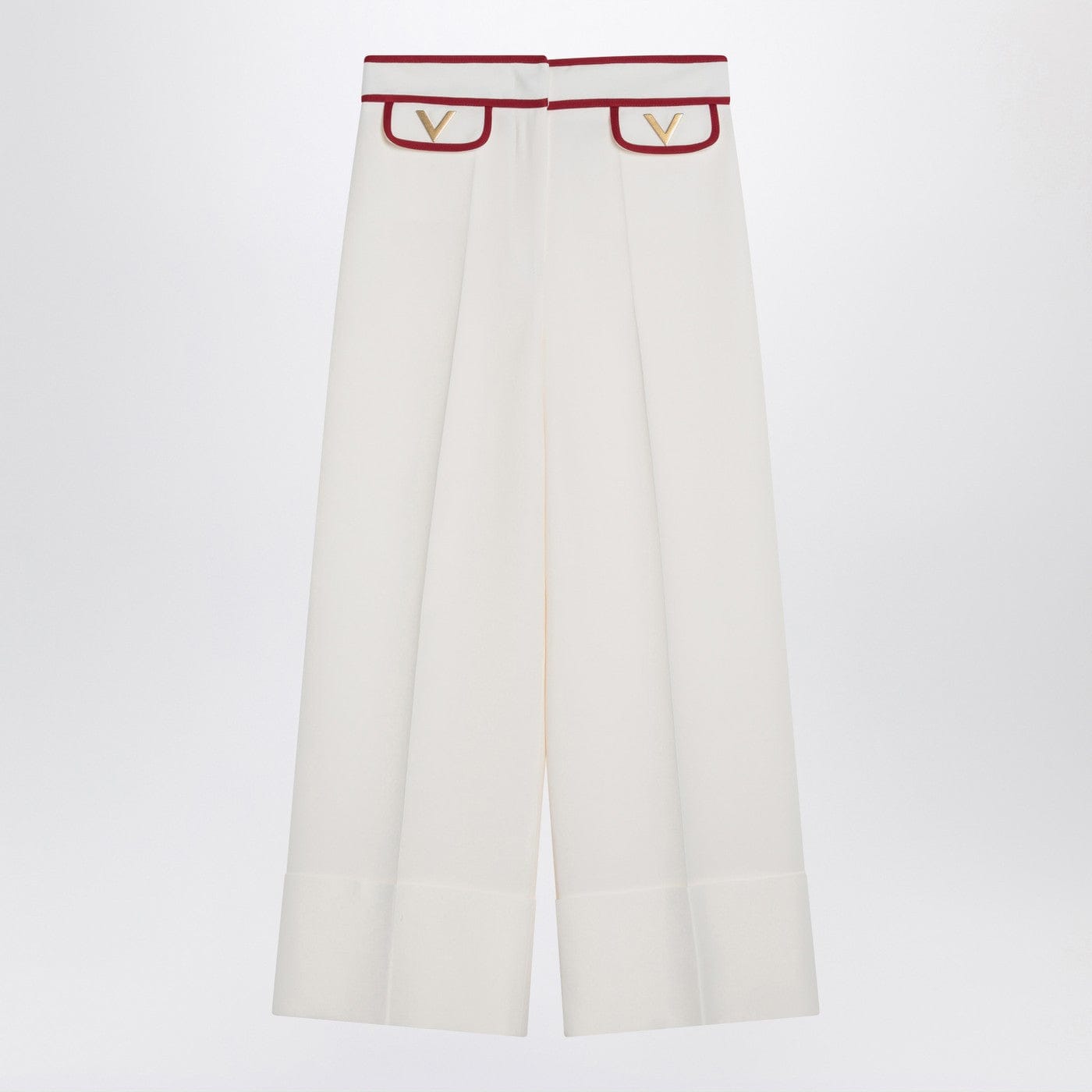 Valentino - Ivory trousers with Gold V
