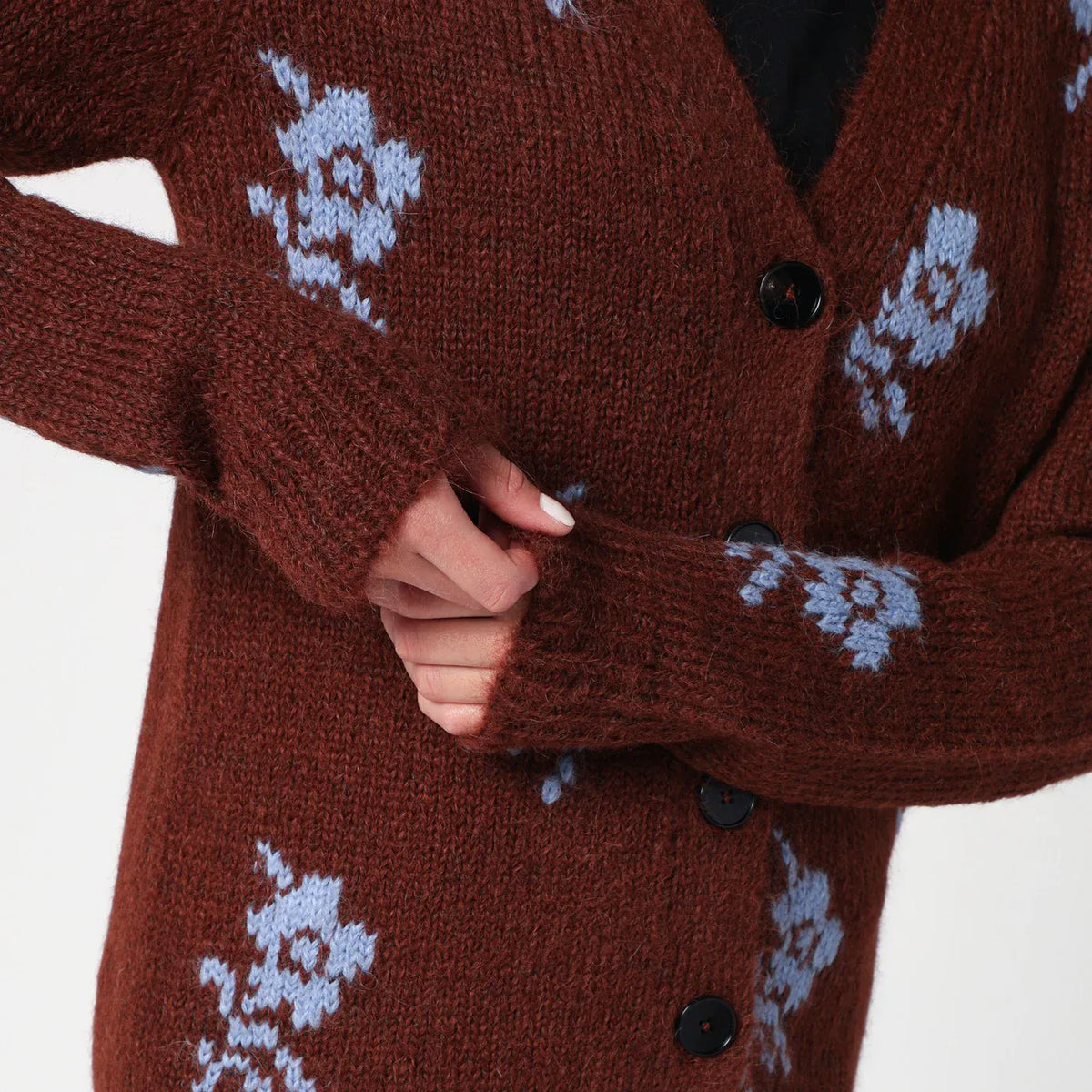 Jil Sander - Brown cardigan with floral inlay