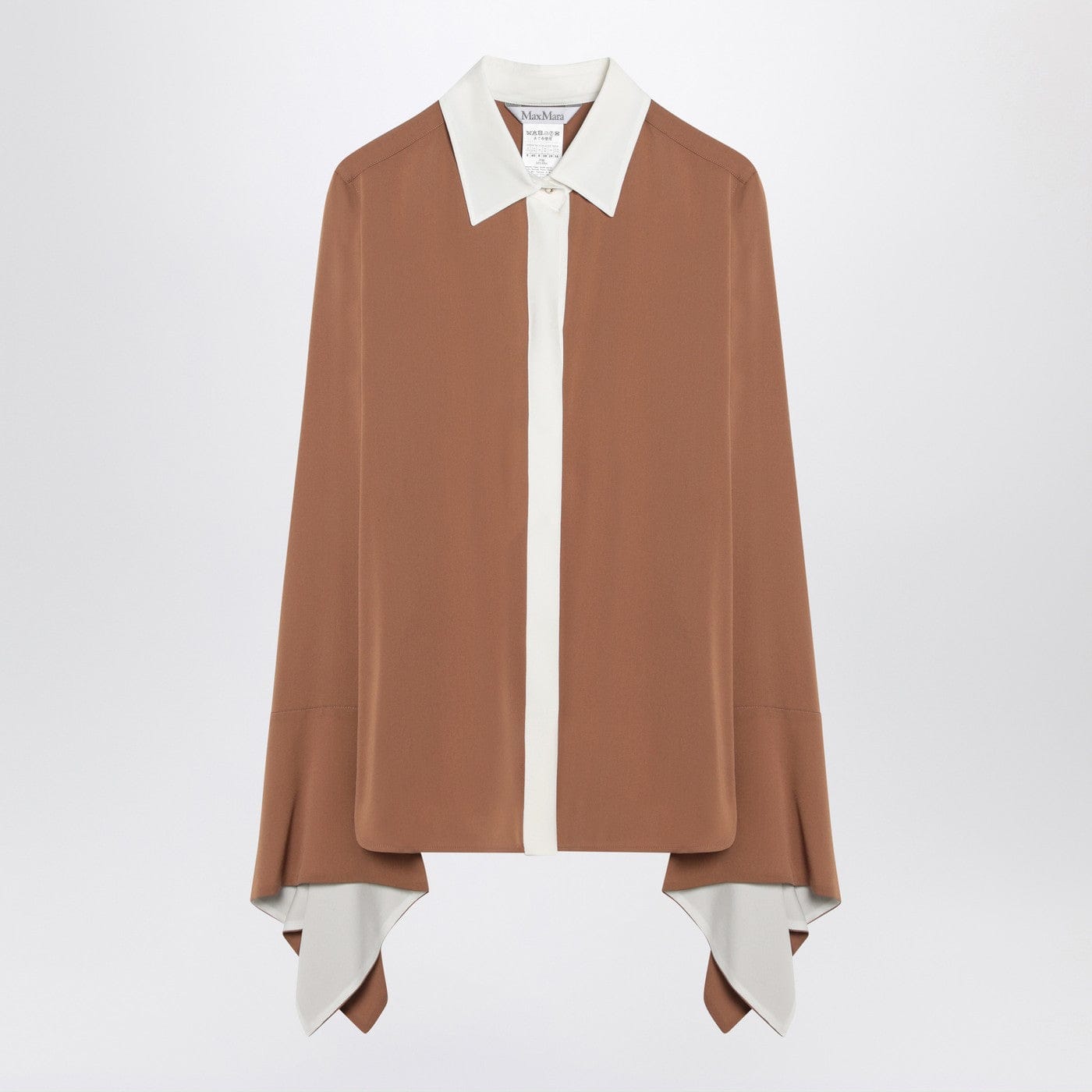 Max Mara - Camel silk colour-block shirt