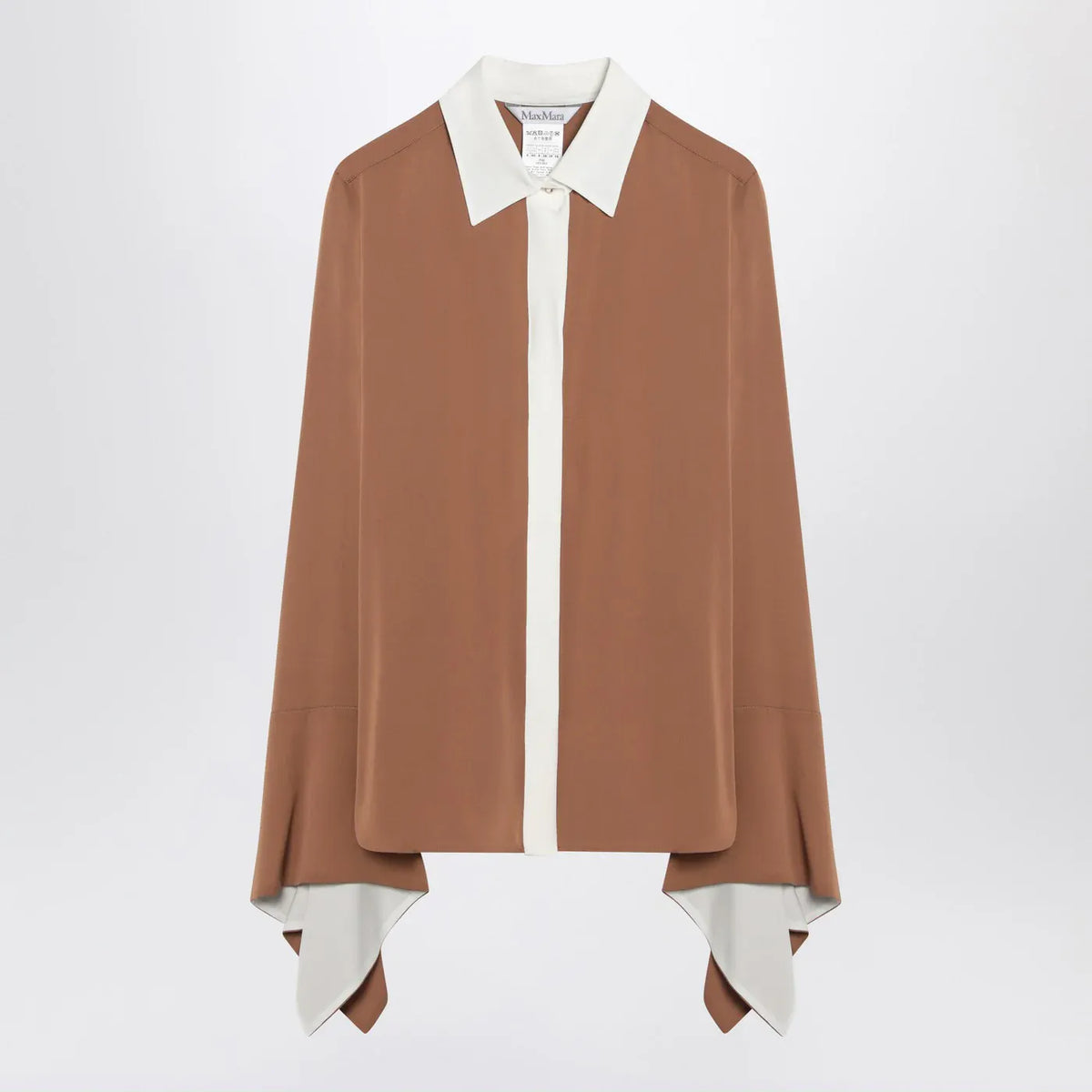Max Mara - Camel silk colour-block shirt