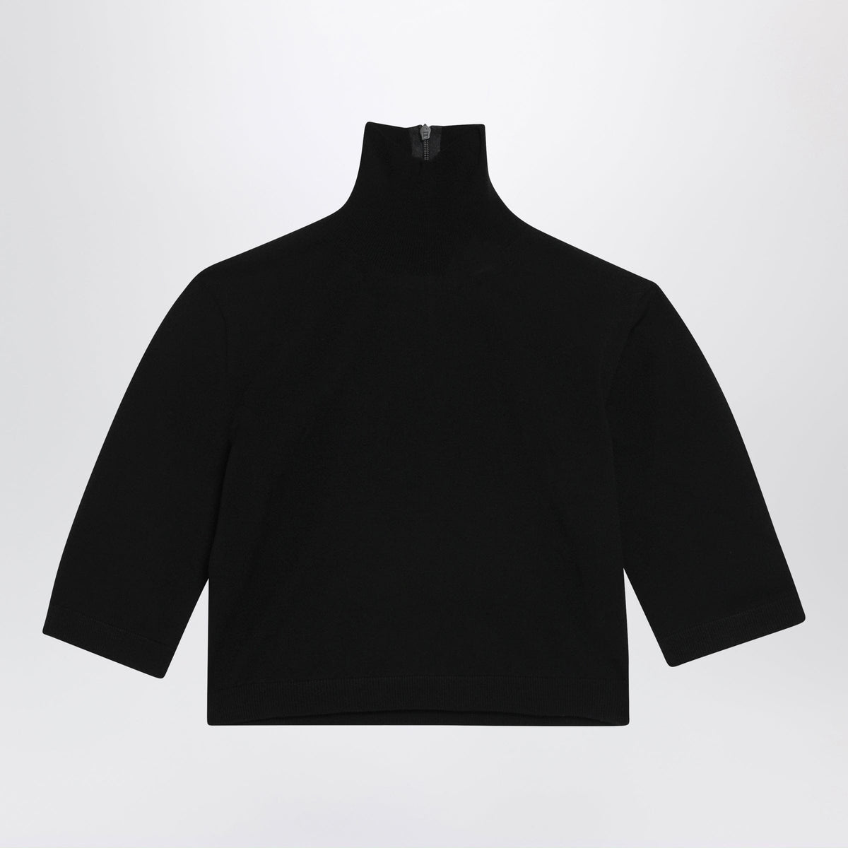 Max Mara - Cropped turtleneck sweater in stretch viscose, black