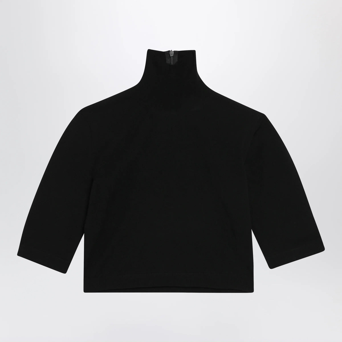 Max Mara - Cropped turtleneck sweater in stretch viscose, black