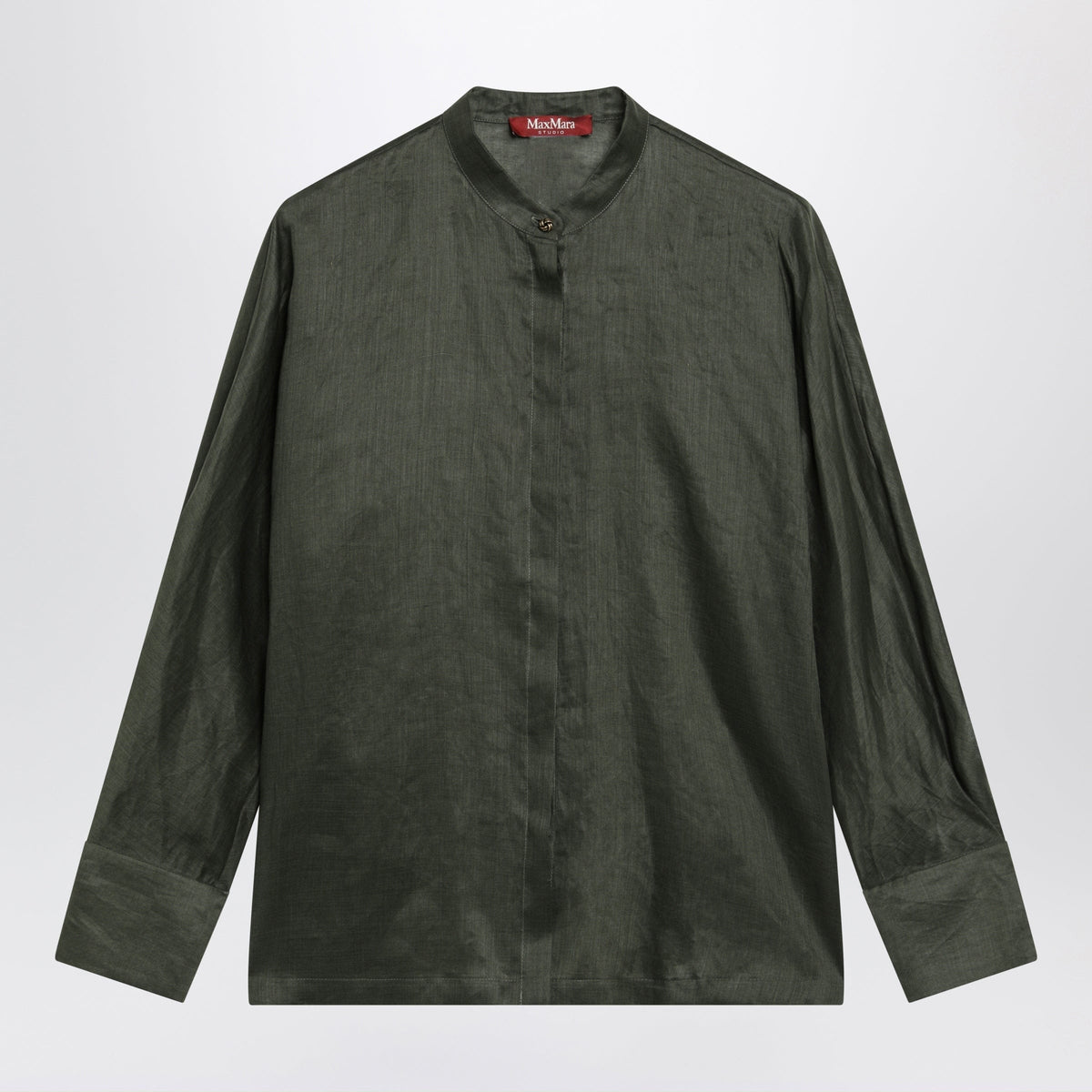 Max Mara Studio - Ramie canvas shirt in khaki green