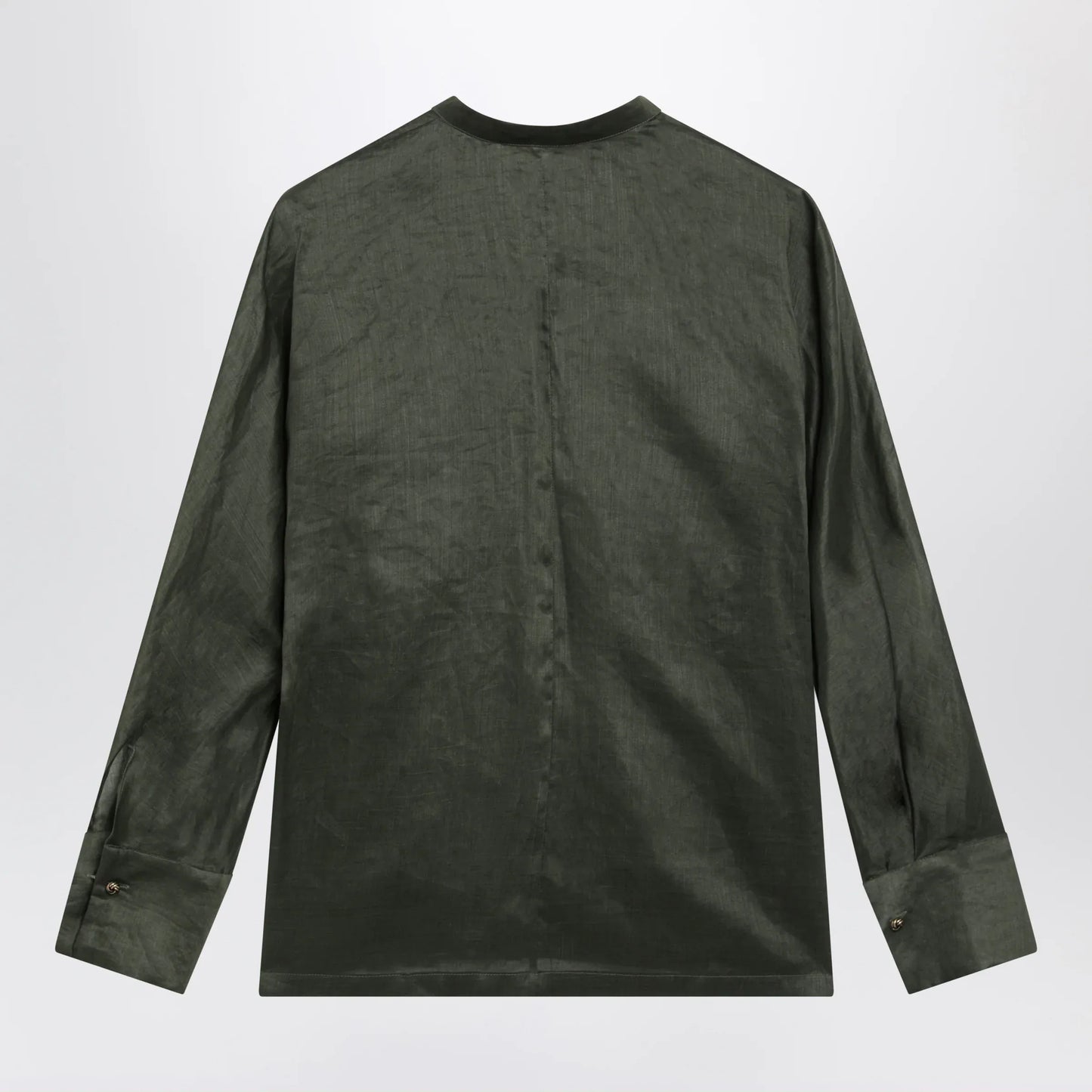 Max Mara Studio - Ramie canvas shirt in khaki green