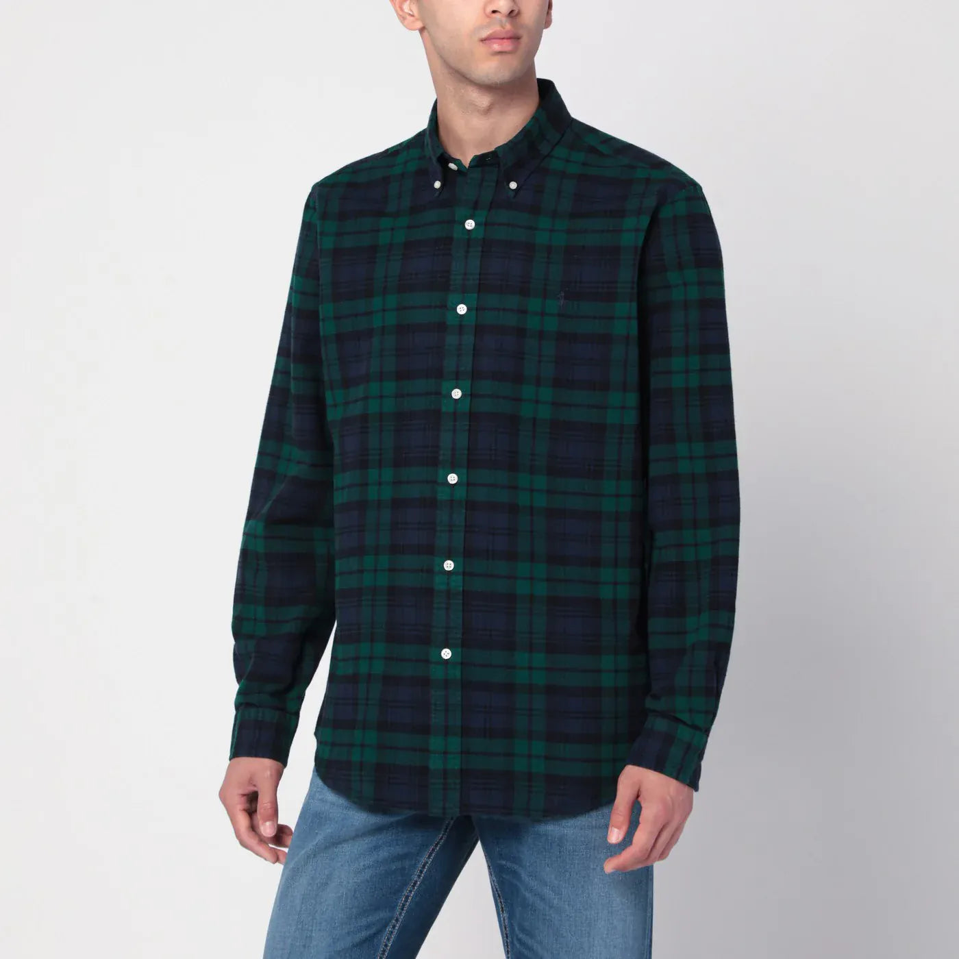Polo Ralph Lauren - Blue navy/green check pattern shirt Custom-Fit