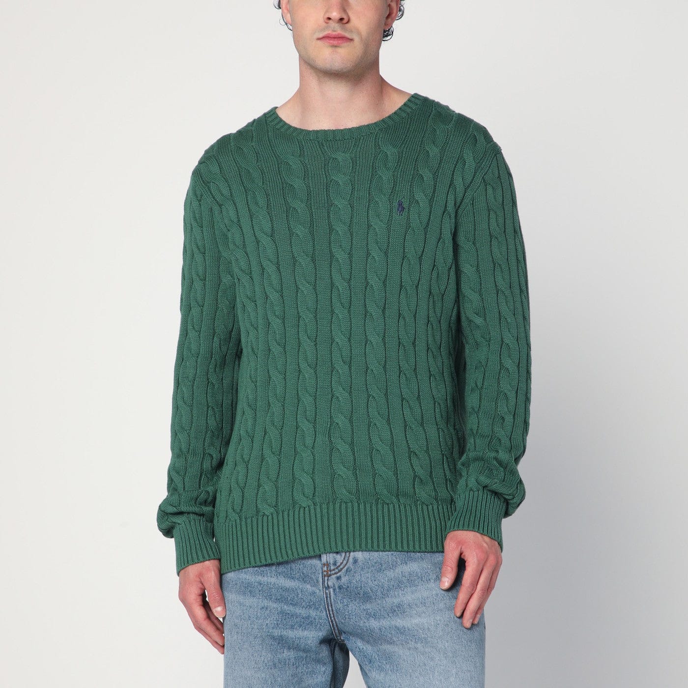 Polo Ralph Lauren - Green cotton cable-knit jumper