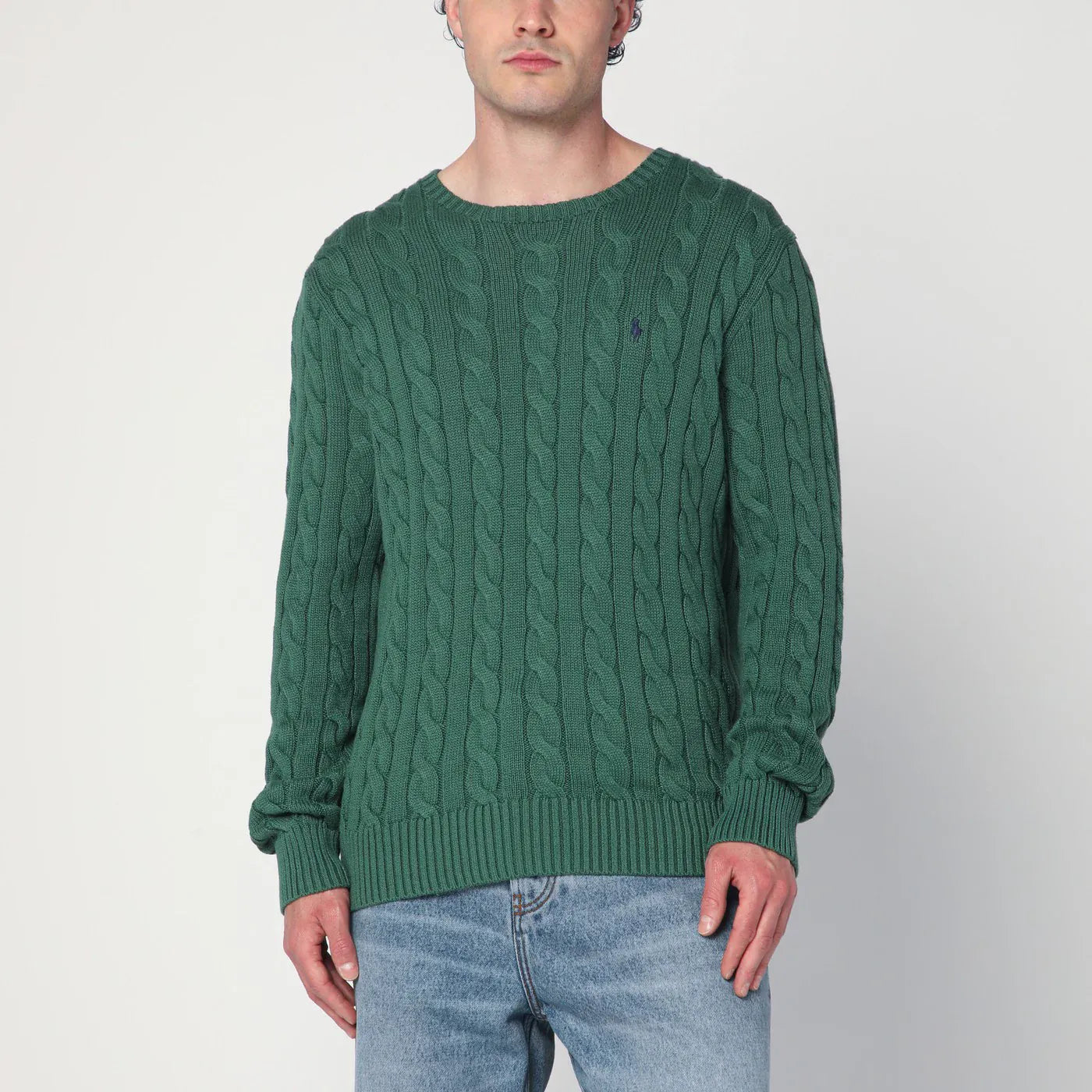 Polo Ralph Lauren - Green cotton cable-knit jumper