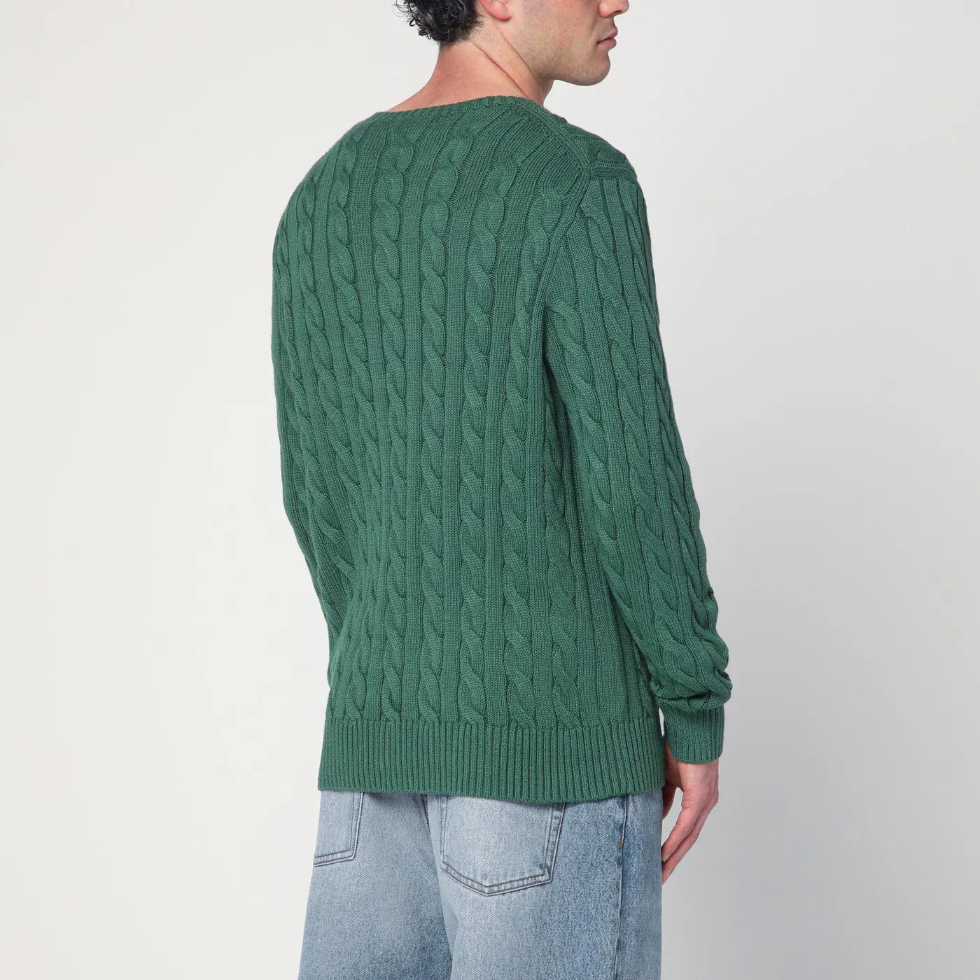 Polo Ralph Lauren - Green cotton cable-knit jumper