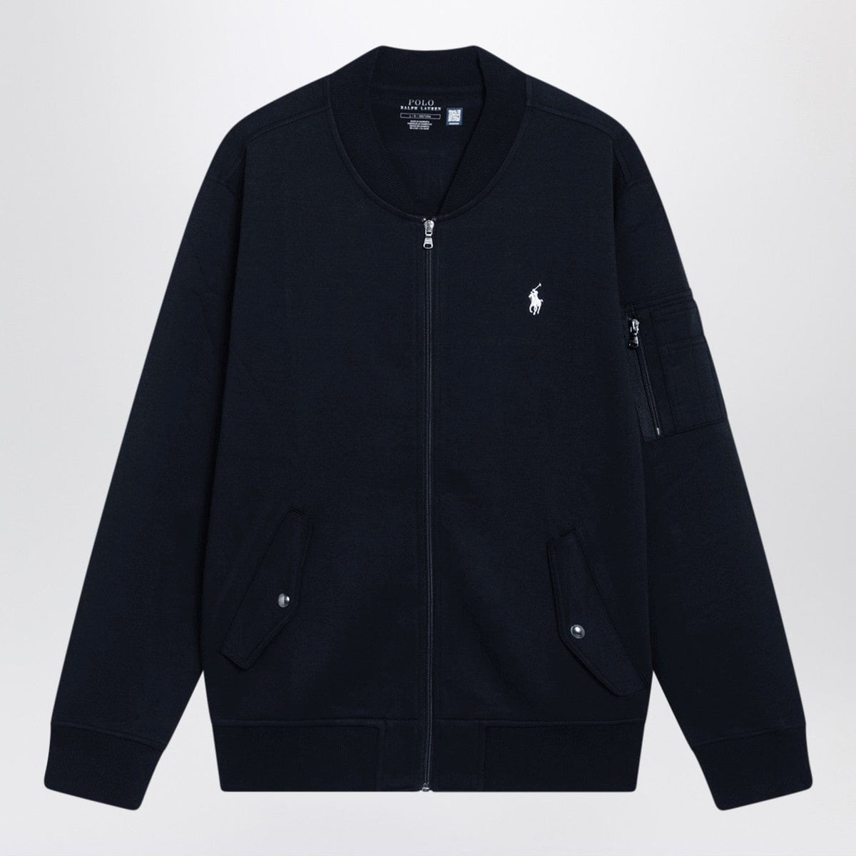 Polo Ralph Lauren - Navy blue zip-up cotton-blend sweatshirt