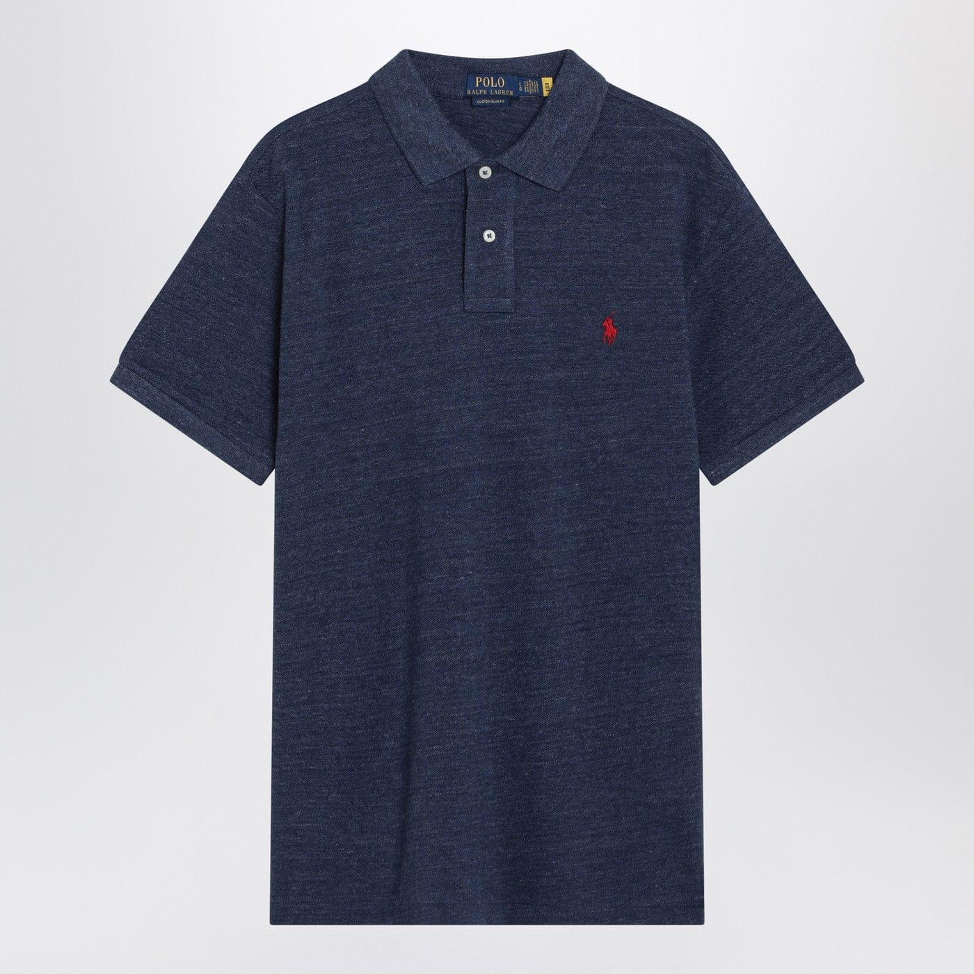 Polo Ralph Lauren - Navy mélange cotton Custom Slim-Fit polo shirt