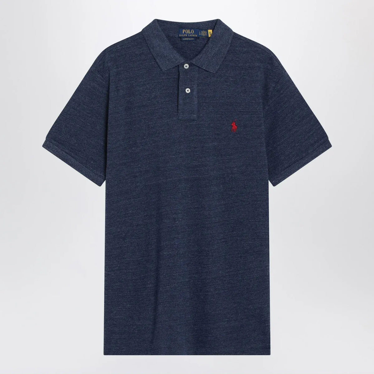 Polo Ralph Lauren - Navy mélange cotton Custom Slim-Fit polo shirt