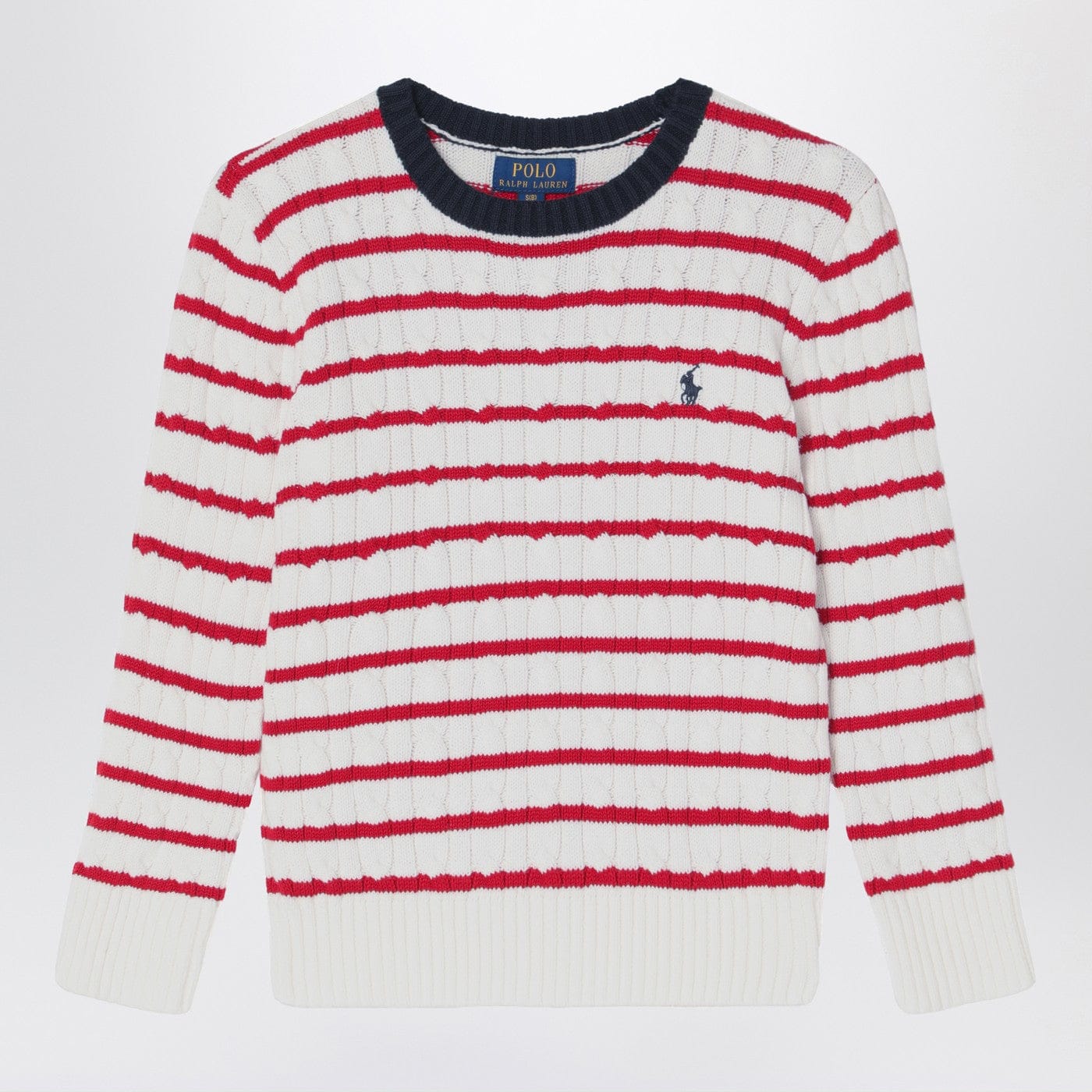 Polo Ralph Lauren - White/red striped cable-knit jumper