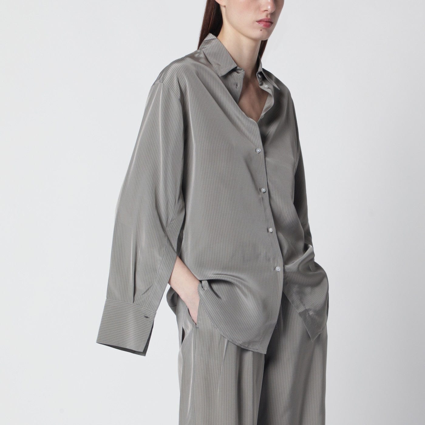 Róhe - Light grey striped oversized shirt