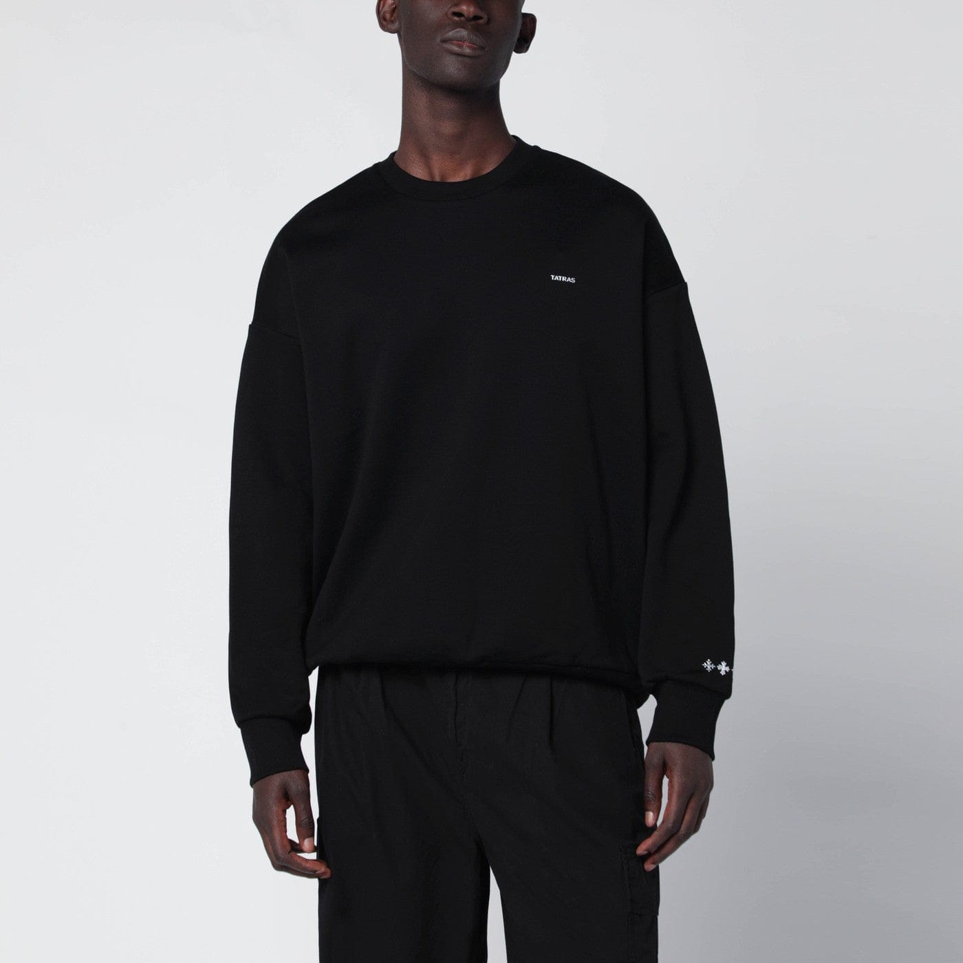TATRAS - Black cotton sweatshirt with embroidered logo