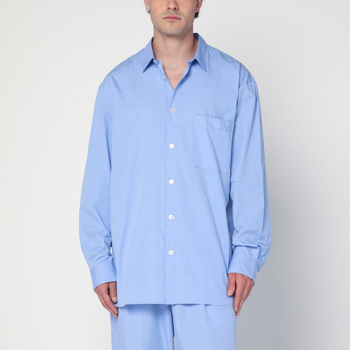 Tekla - Cornflower blue pyjama shirt