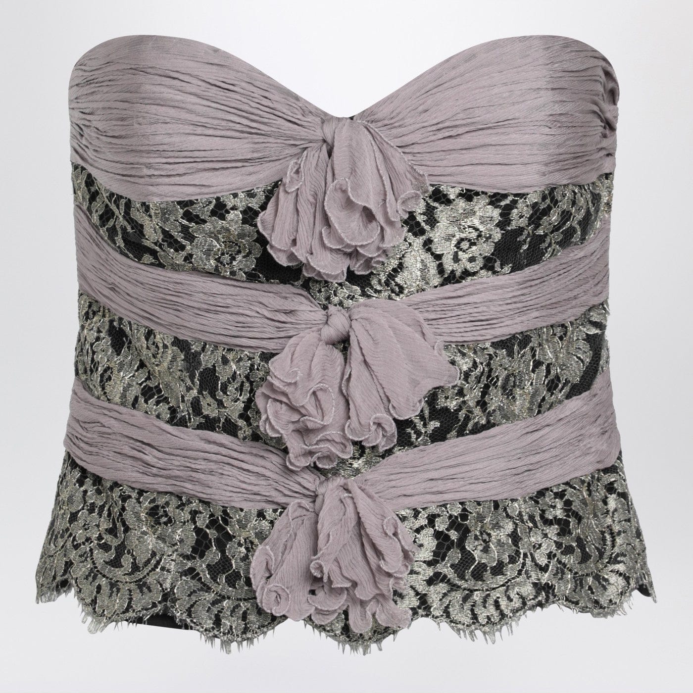 Valentino - Grey/mauve/gold chiffon silk top