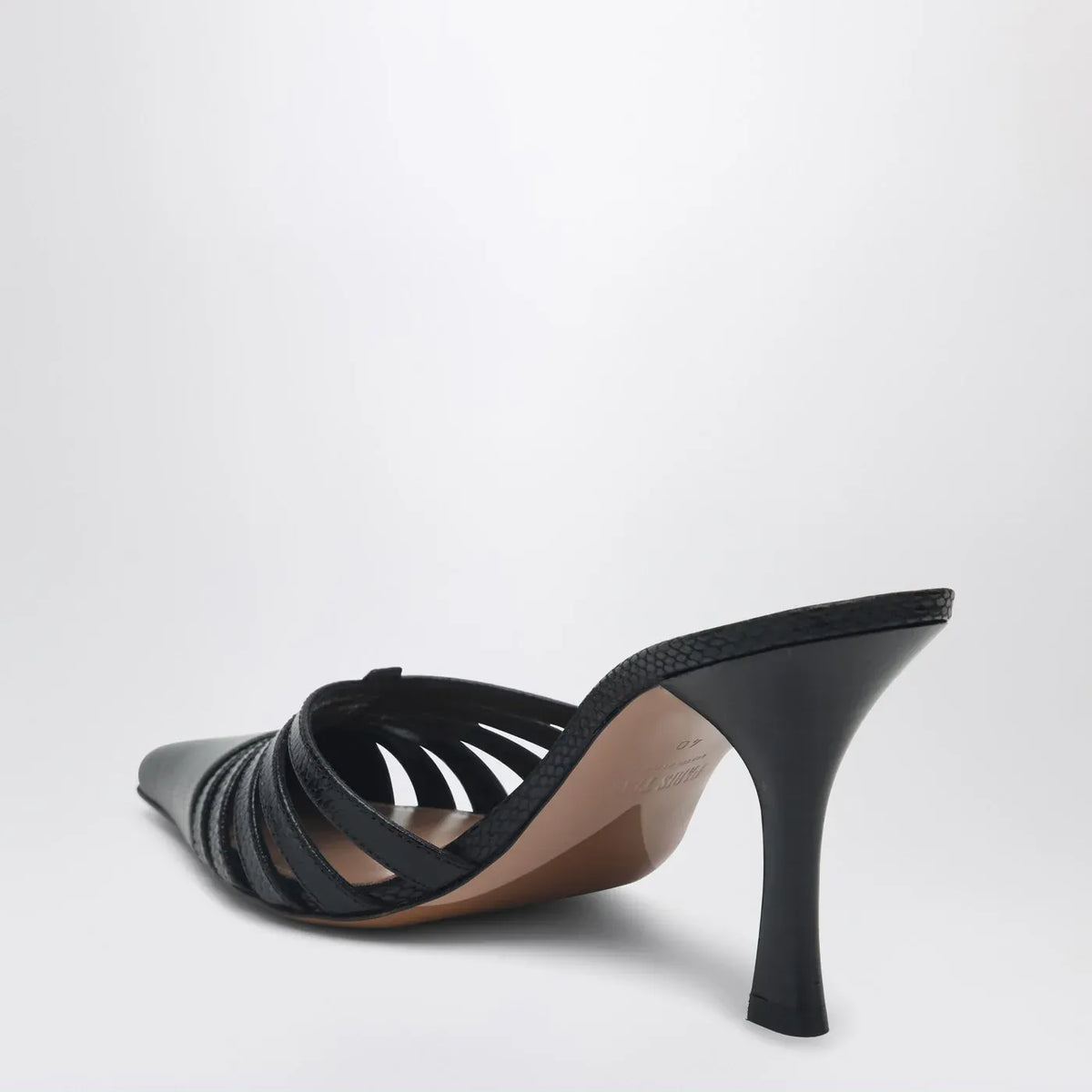 Paris Texas - Black leather mule Nadia