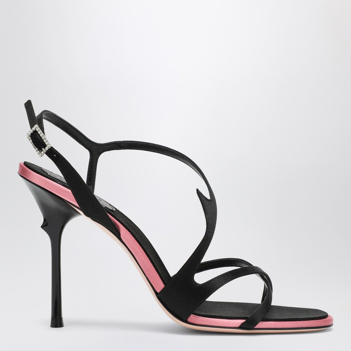 ROGER VIVIER - Black satin heeled sandals