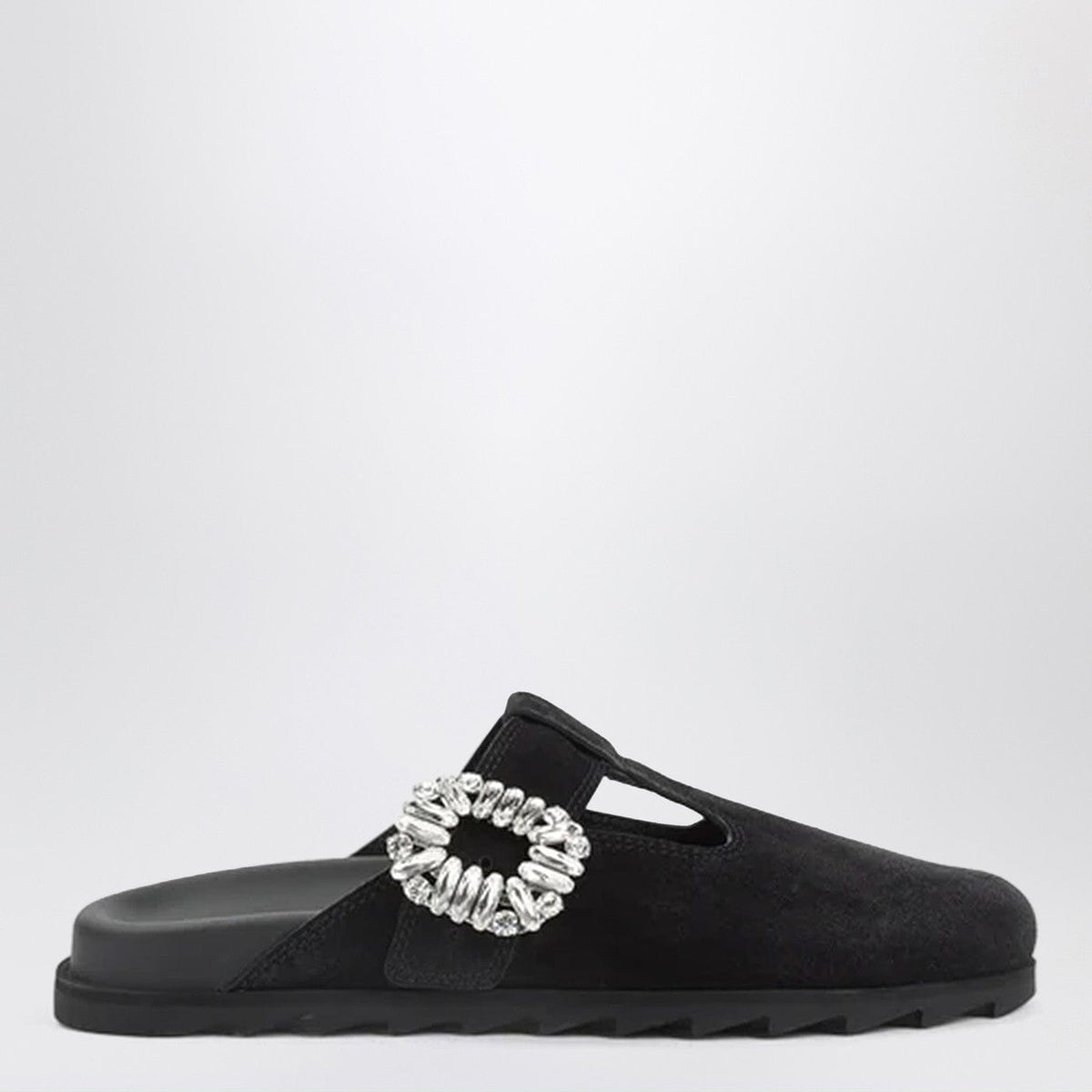 ROGER VIVIER - Black suede Mule Slidy Viv'