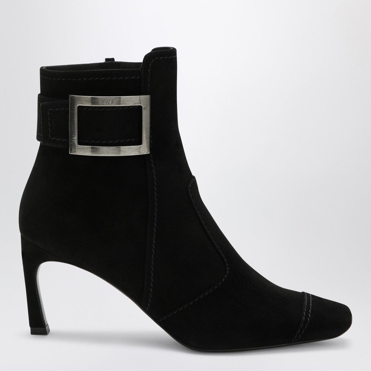 ROGER VIVIER - Black Trompette suede ankle boot