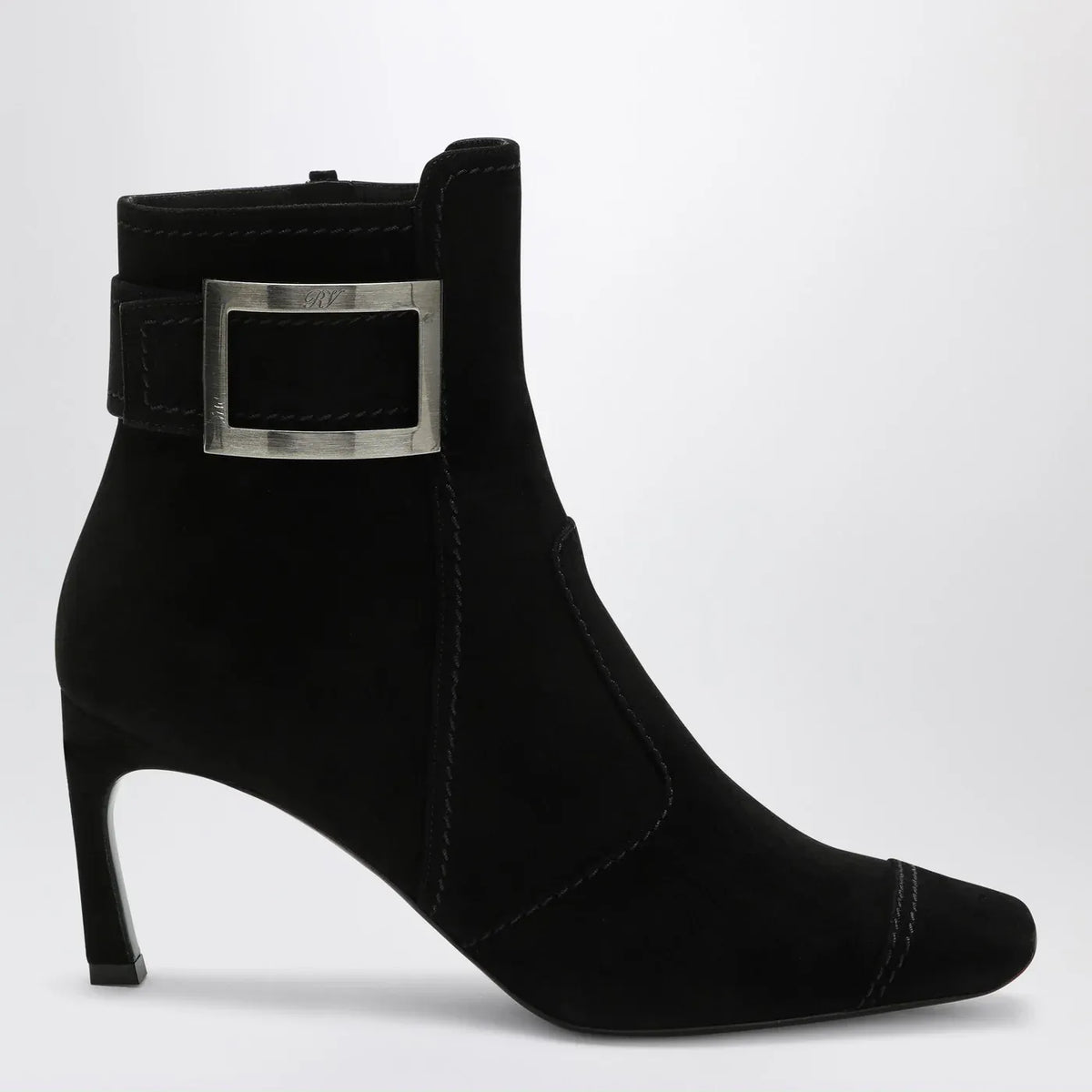 ROGER VIVIER - Black Trompette suede ankle boot