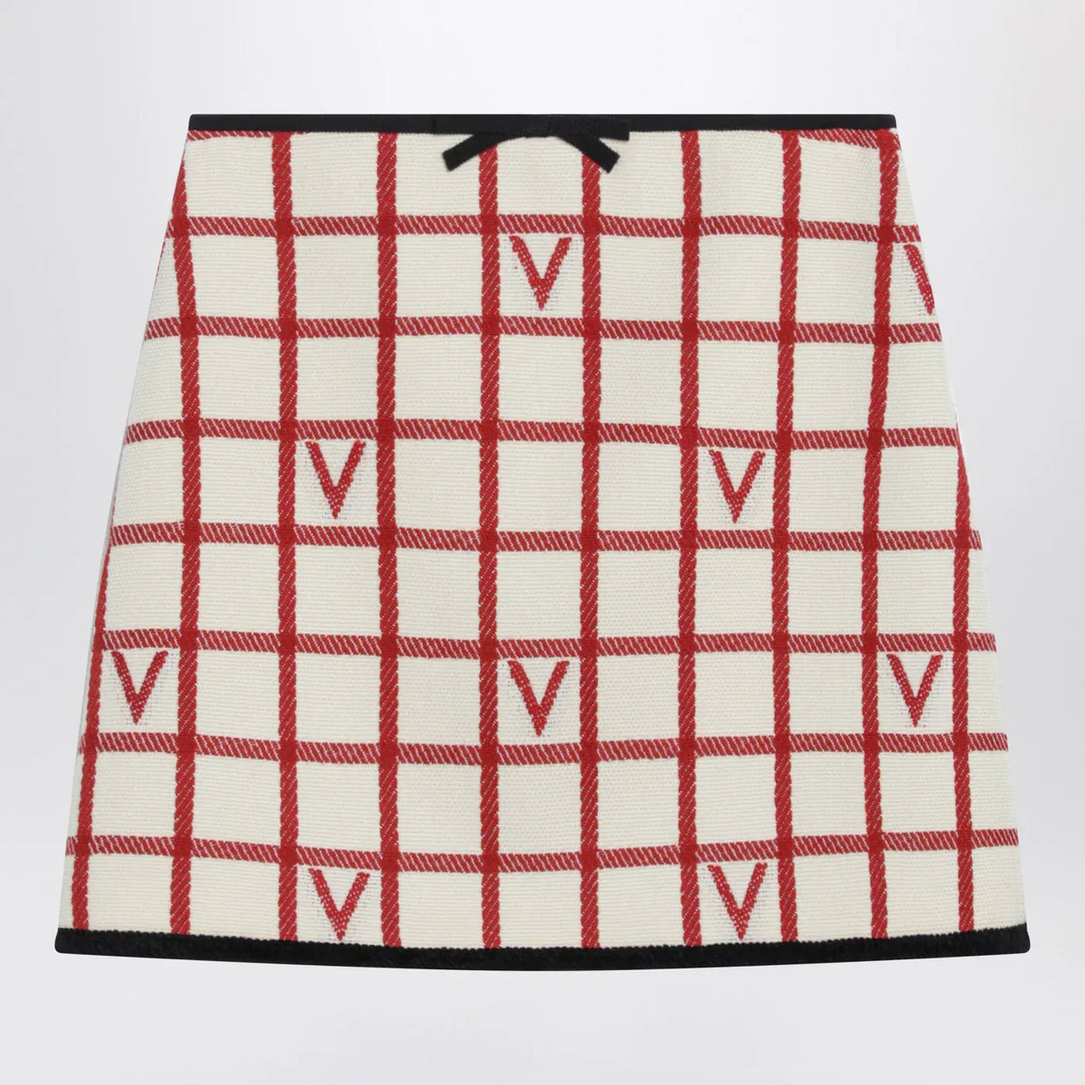 Valentino - Ivory skirt with Check Vlogo pattern
