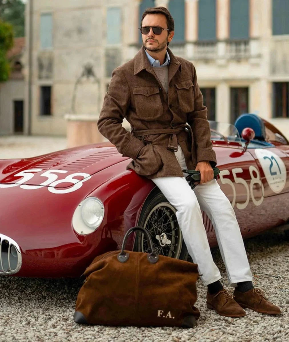 My Style Bags Harvard  Duffel Large Travel Bag Italian Suede Tobacco