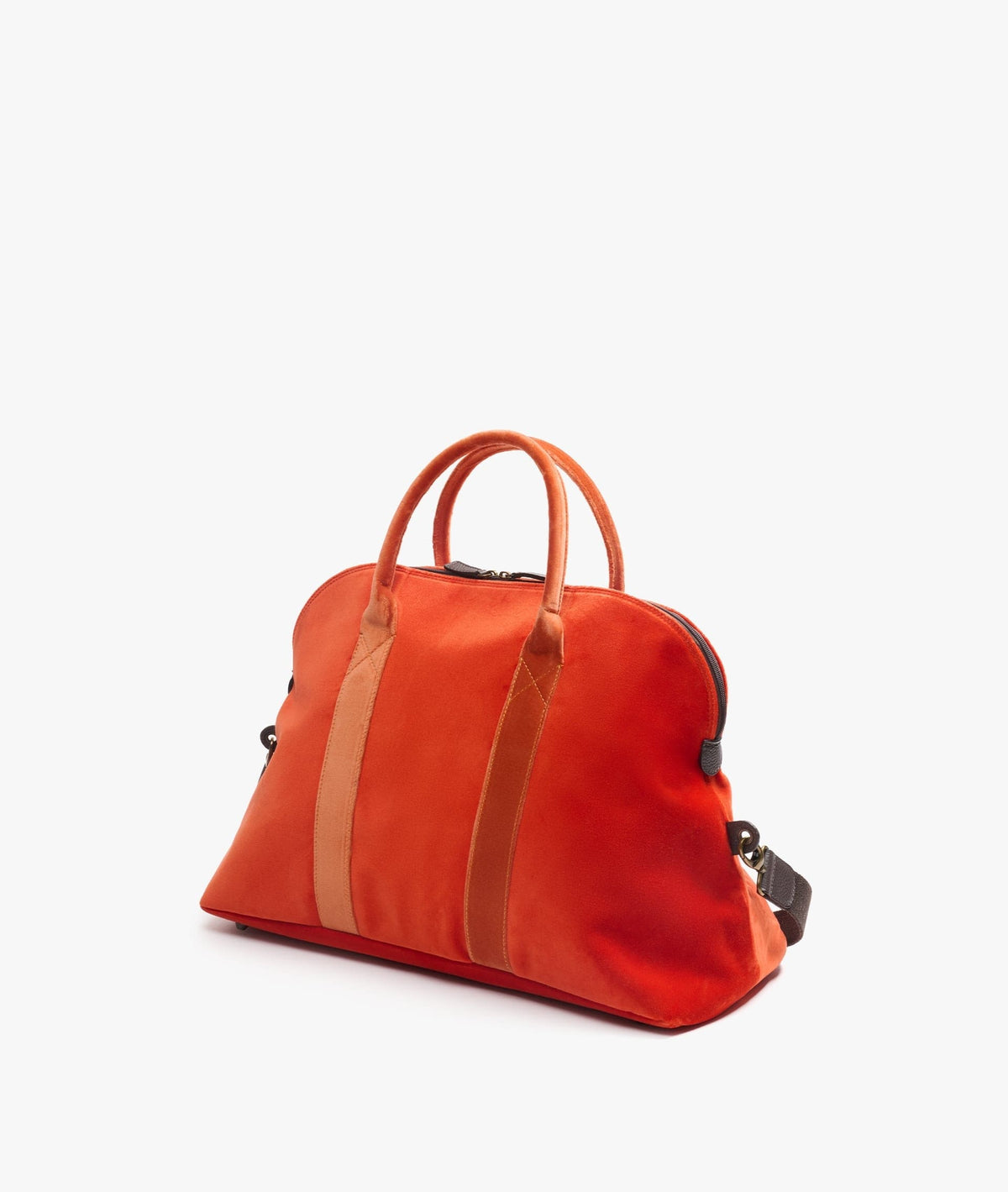 My Style Bags London Smart Twin Velvet Duffel Travel Bag in Orange for Women