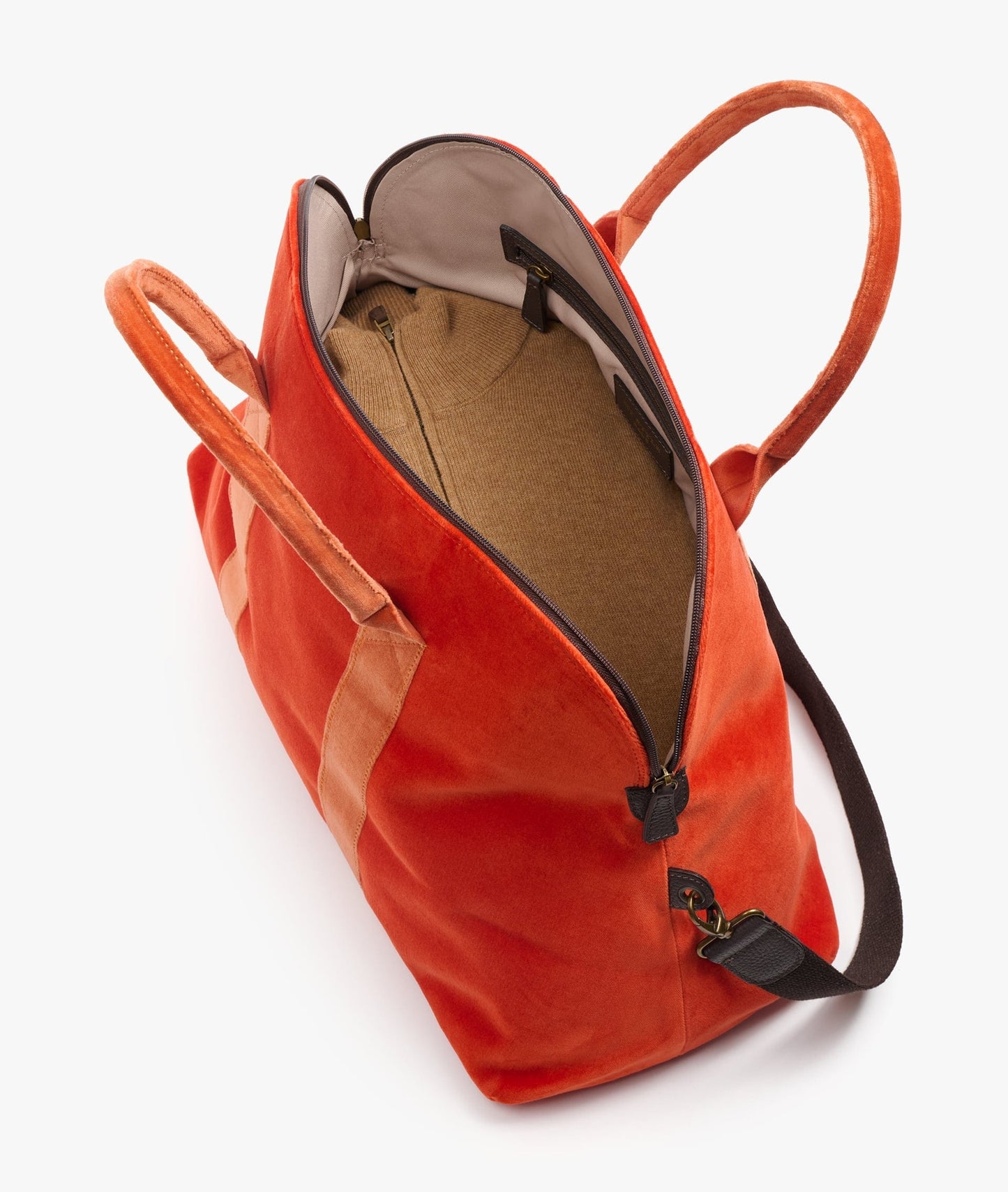 My Style Bags London Smart Twin Velvet Duffel Travel Bag in Orange for Women