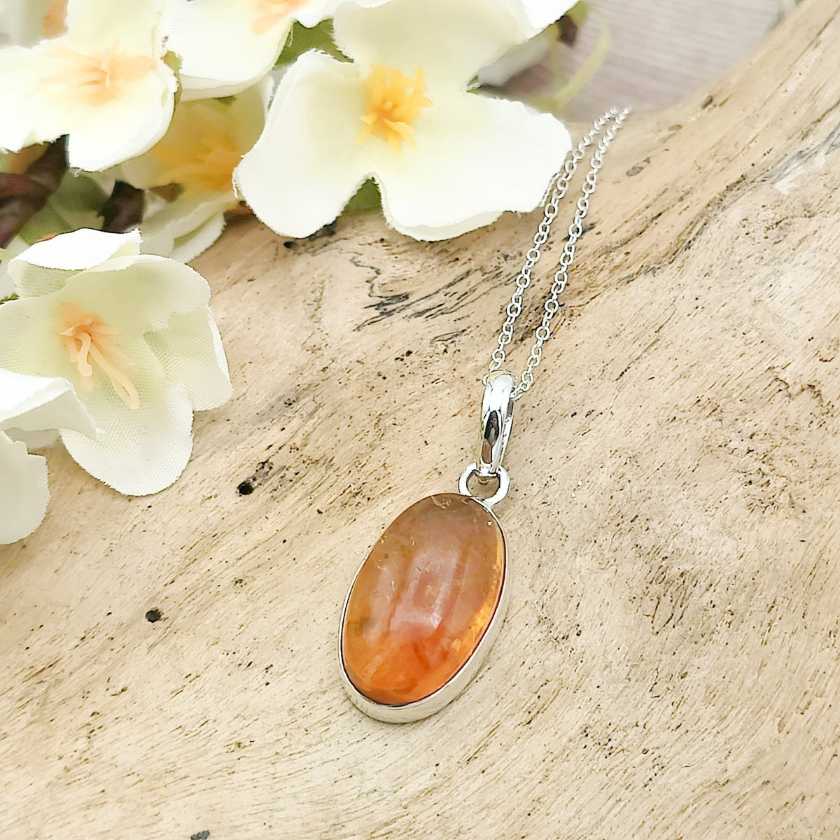 Brandy Citrine Pendant | 20mm Oval | 13th Anniversary | Sterling Silver