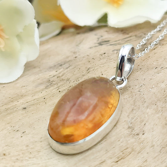 Brandy Citrine Pendant | 20mm Oval | 13th Anniversary | Sterling Silver