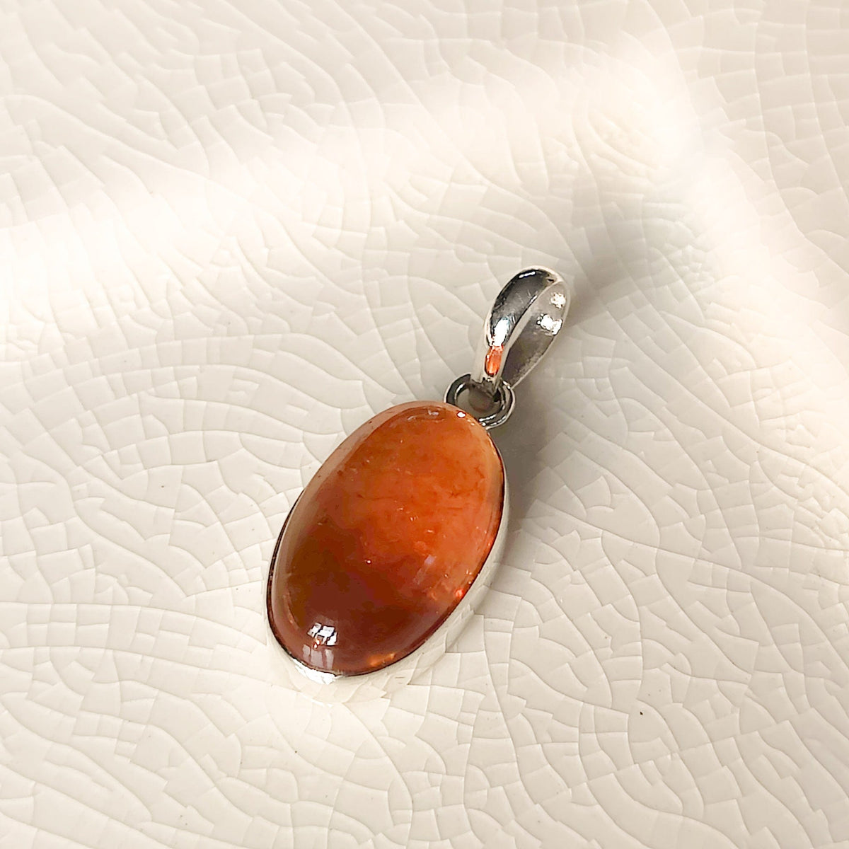 Brandy Citrine Pendant | 20mm Oval | 13th Anniversary | Sterling Silver