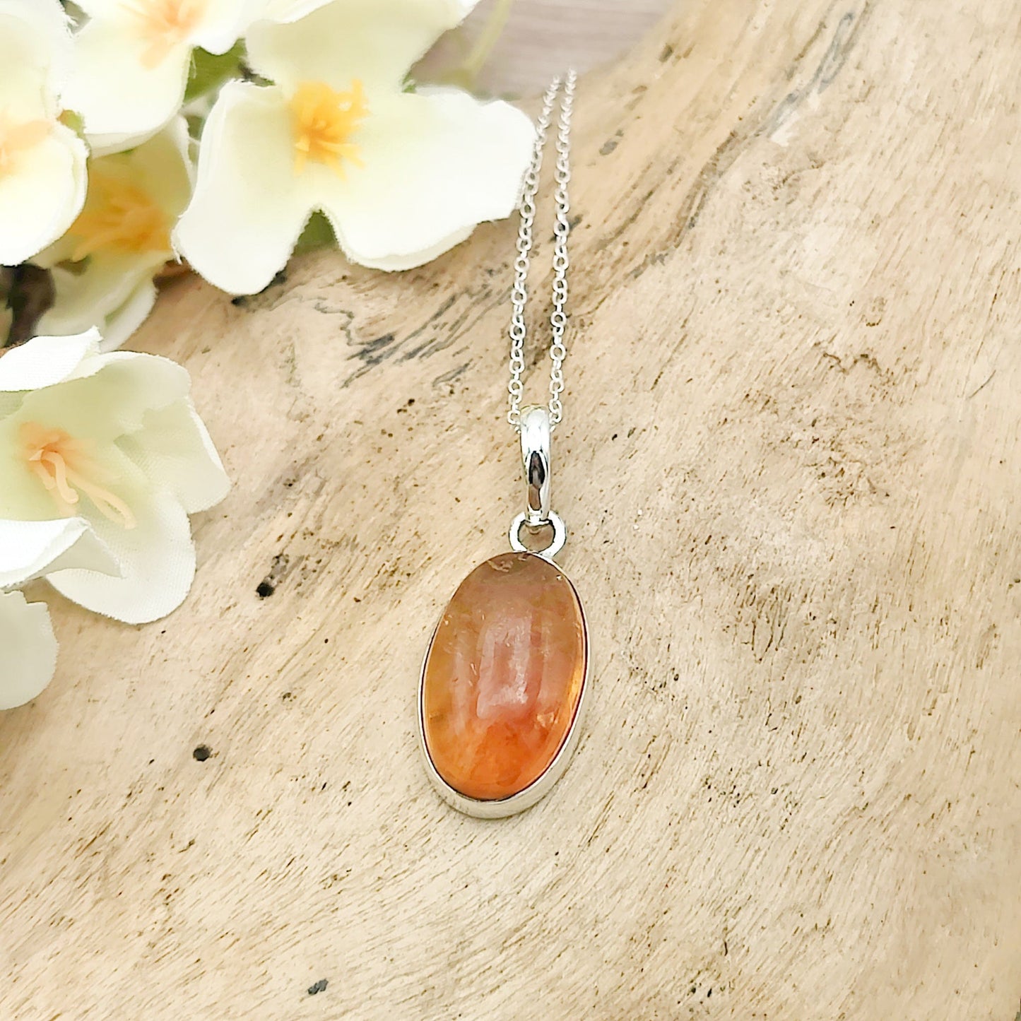 Brandy Citrine Pendant | 20mm Oval | 13th Anniversary | Sterling Silver