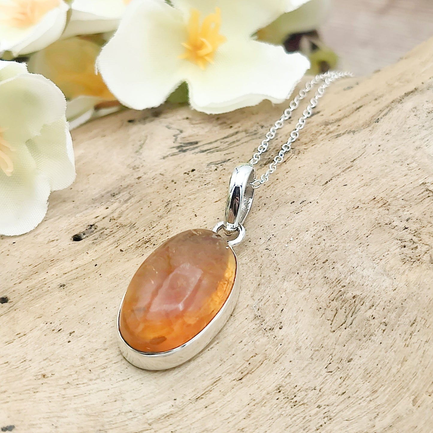 Brandy Citrine Pendant | 20mm Oval | 13th Anniversary | Sterling Silver