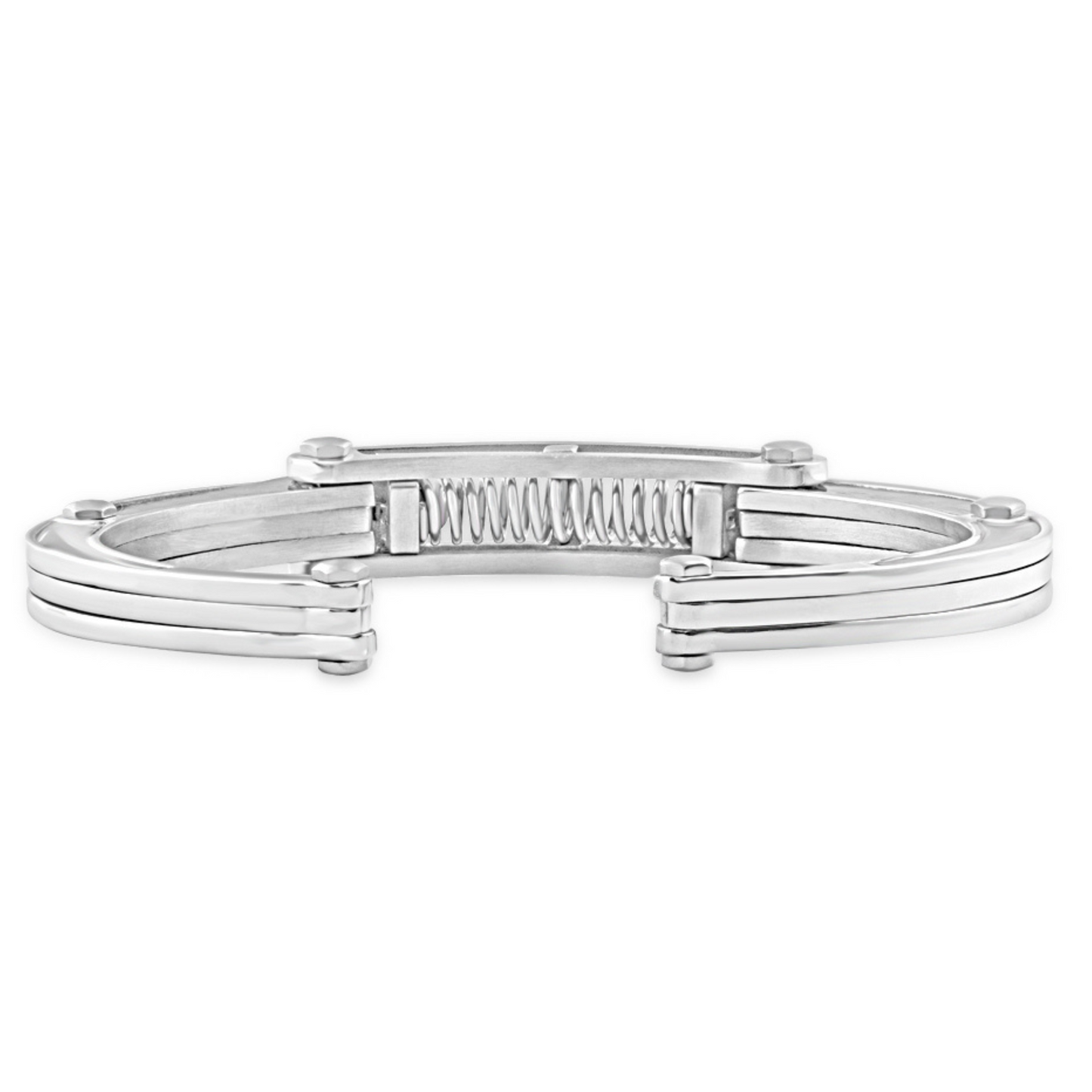 Men's Steel And Black Carbon Fiber Two Tone Spring 7" 6mm Cuffed Bracelet