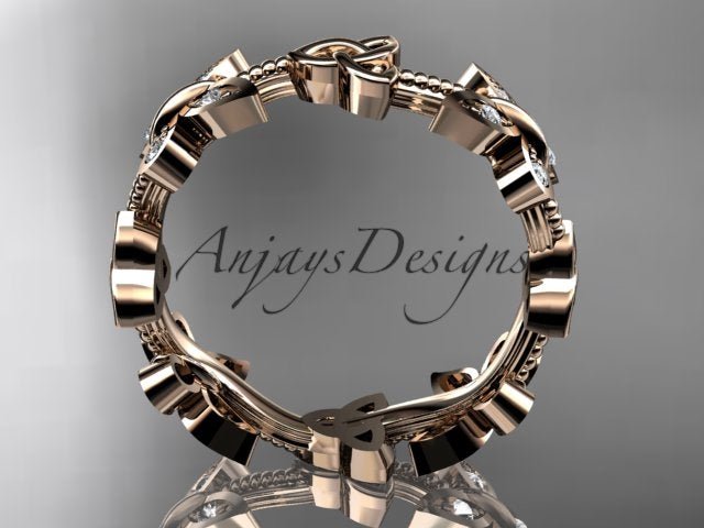 Butterfly Celtic Wedding Band Lab Grown Diamond Ring Nature Inspired Celtic Bridal Band