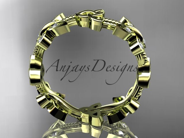 Butterfly Celtic Wedding Band Lab Grown Diamond Ring Nature Inspired Celtic Bridal Band