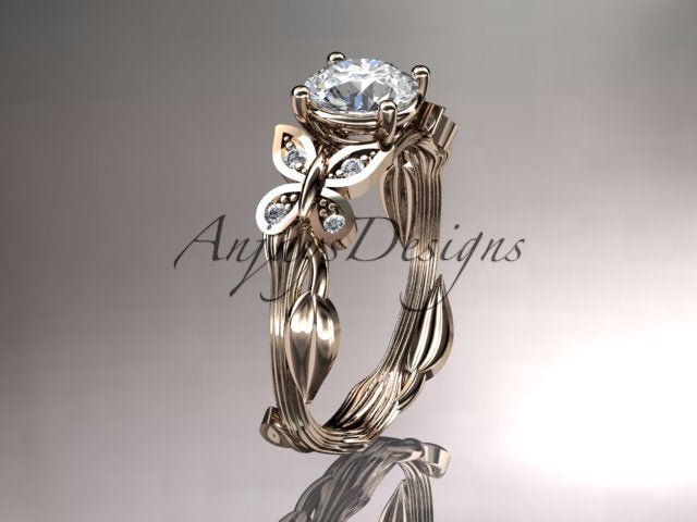 Butterfly Engagement Ring 1 CT IGI Certified Lab Grown Diamond Ring Nature Inspired Floral Design