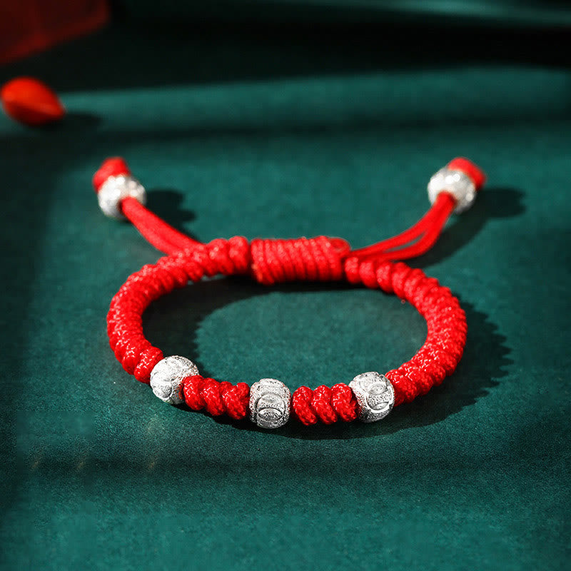 Fortune Jewel 925 Sterling Silver King Kong Knot Multicolored Red String Strength Handmade Braided Kids Child Bracelet