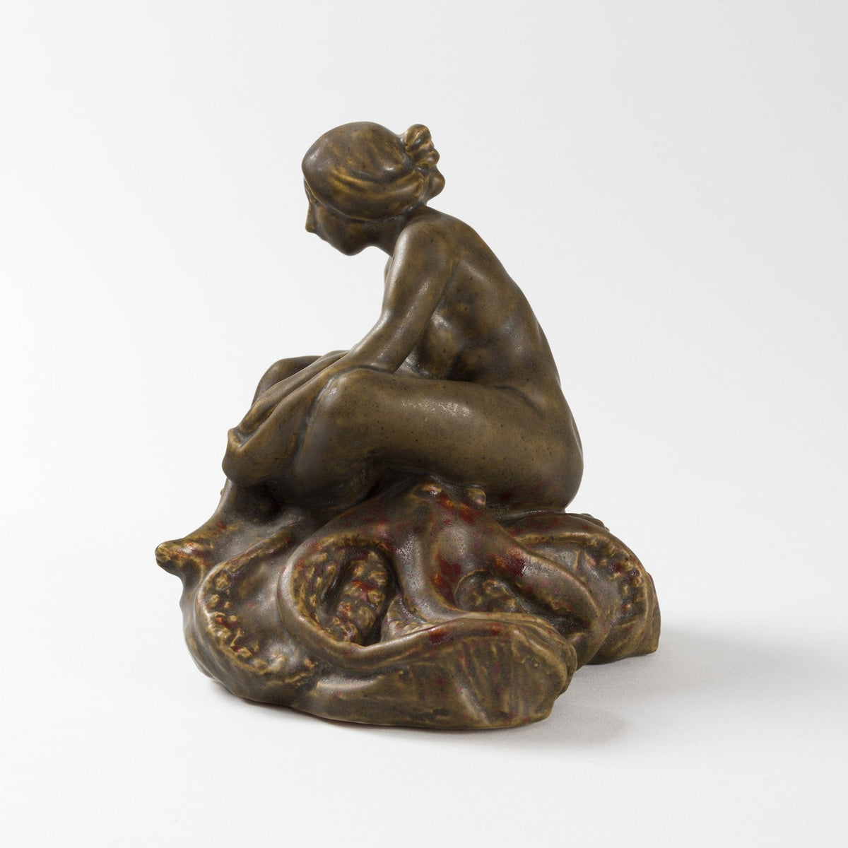 François-Rupert Carabin "Femme au Pieuvre" Glazed Ceramic Inkwell