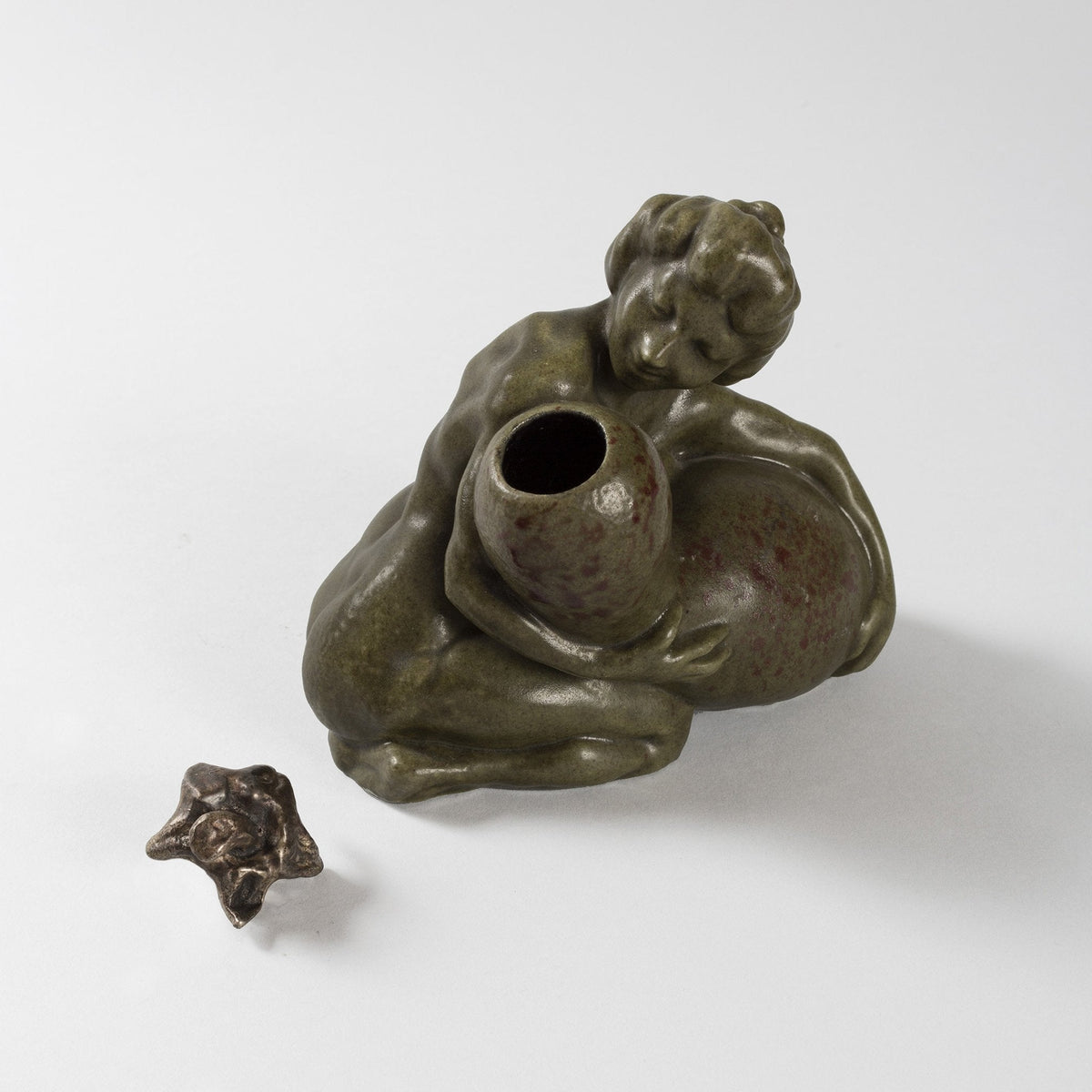 François-Rupert Carabin "Femme à la Coloquinte" Ceramic Inkwell