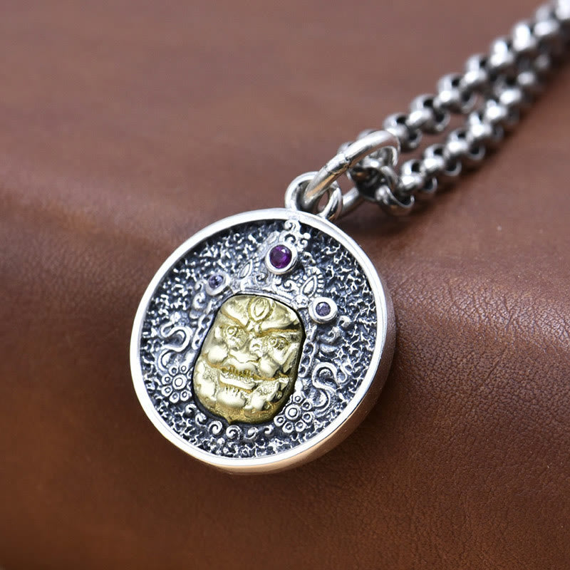Fortune Jewel 925 Sterling Silver Zakiram Goddess of Wealth Dorje Vajra Spiritual Necklace Pendant