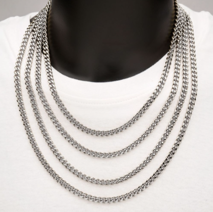 8mm Stainless Steel Miami Cuban Chain, 26in