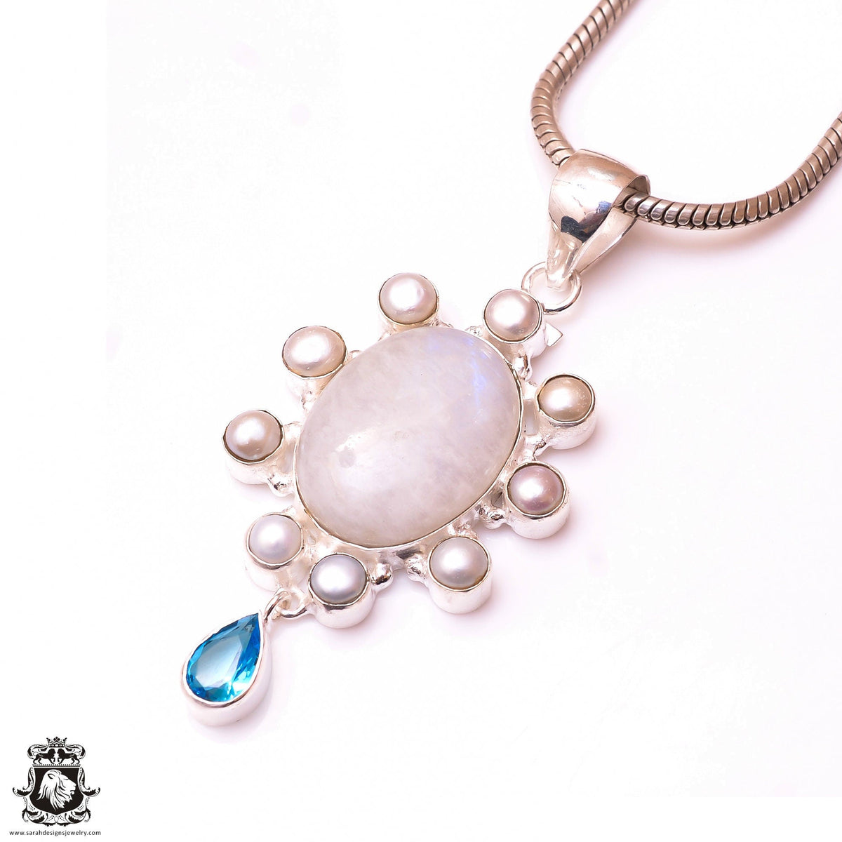Rainbow Moonstone Pendant & 3MM Italian Chain P10016