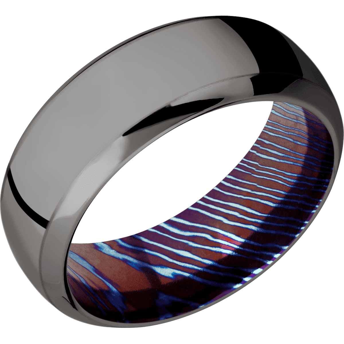 Tantalum Noir + Polish , Polish Finish + Titanium Damascus