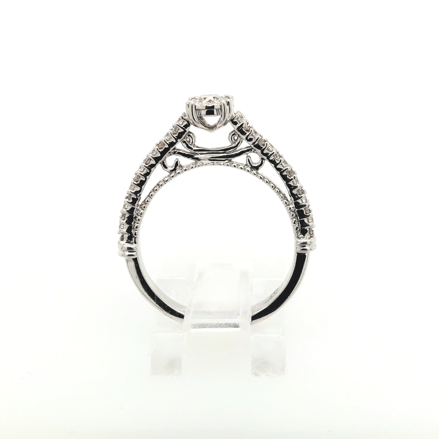 14K White Gold 0.66ctTW H/SI Round Diamond Engagement Ring Size:7