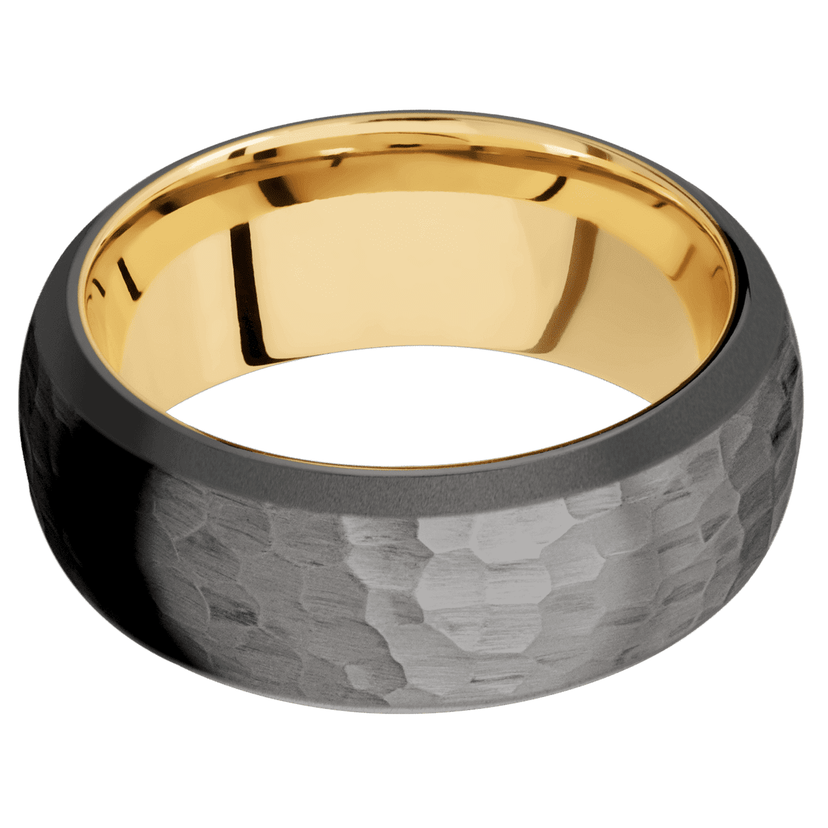 Tantalum Noir + Hammer , Sand Finish + 10K Yellow Gold