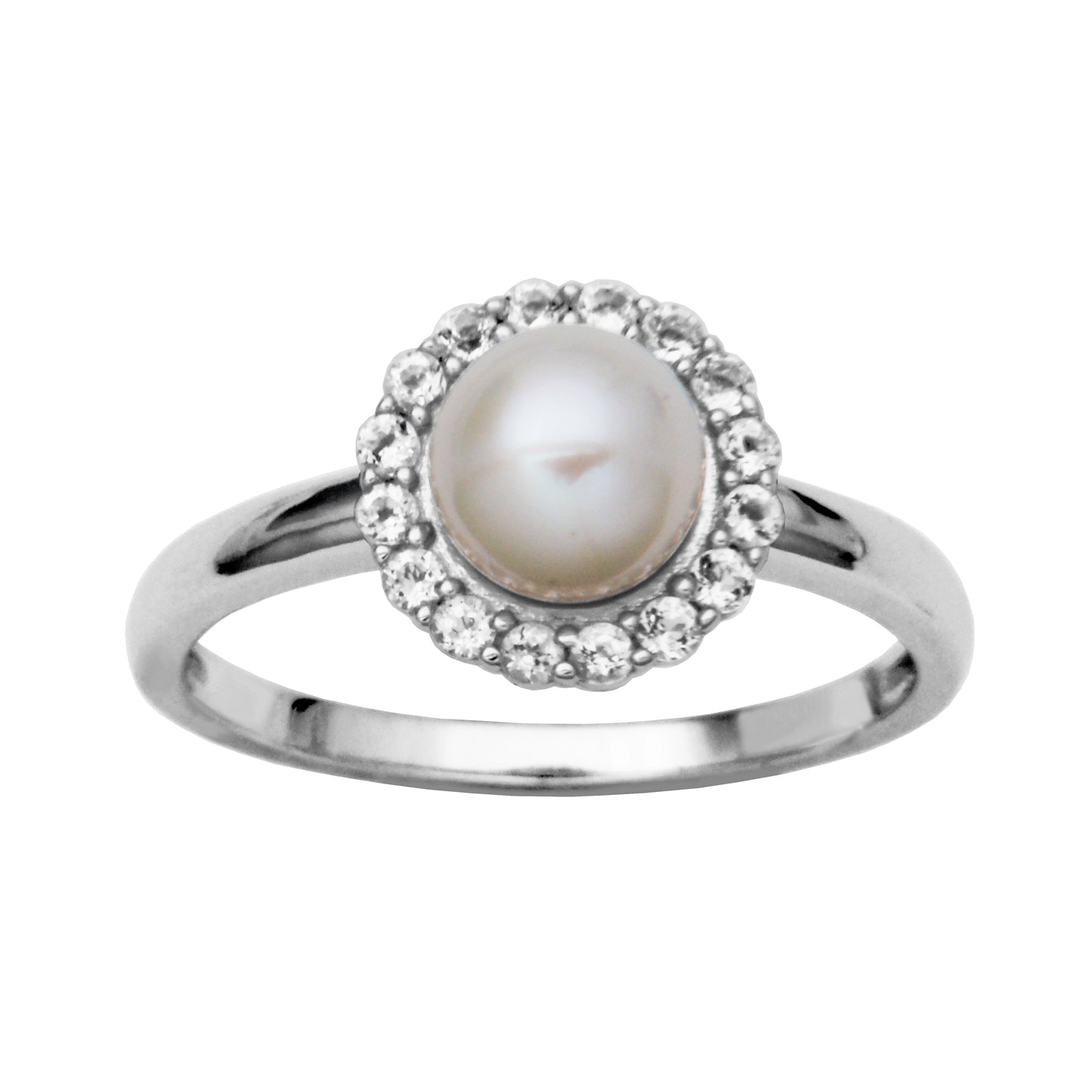 White Pearl & White Topaz Ring